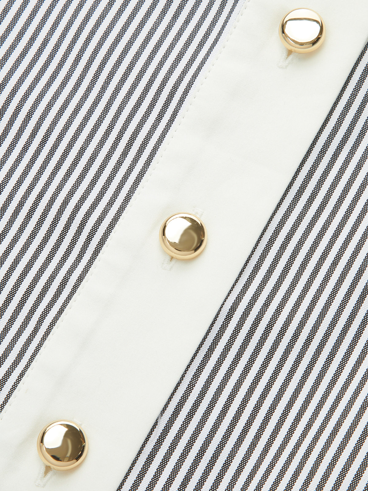 Contrast Trim Striped Belted Shirt Dress-Chicvia