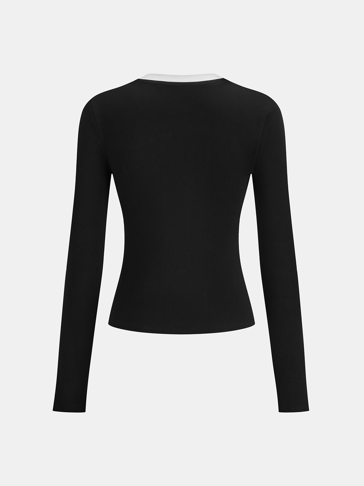 Contrast Trim Asymmetric Neckline T-Shirt-Chicvia