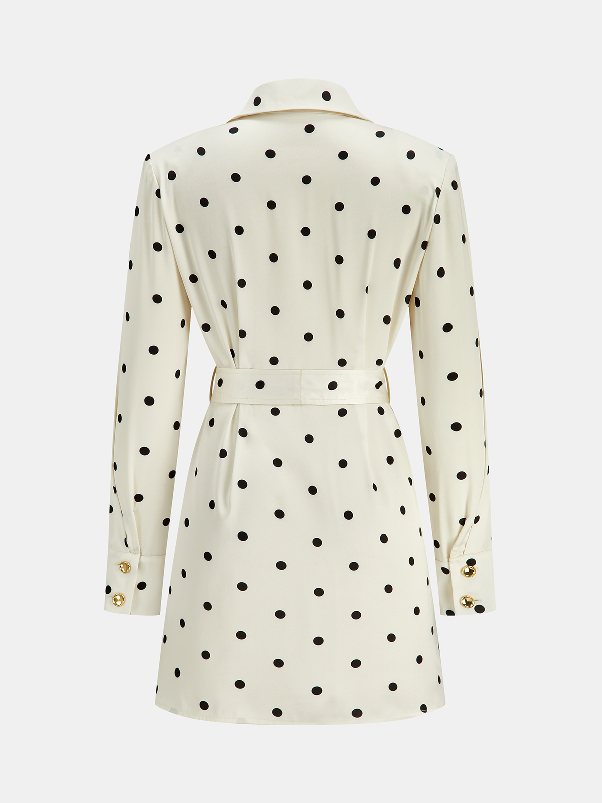 Polka Dot Belted Blazer Dress-Chicvia