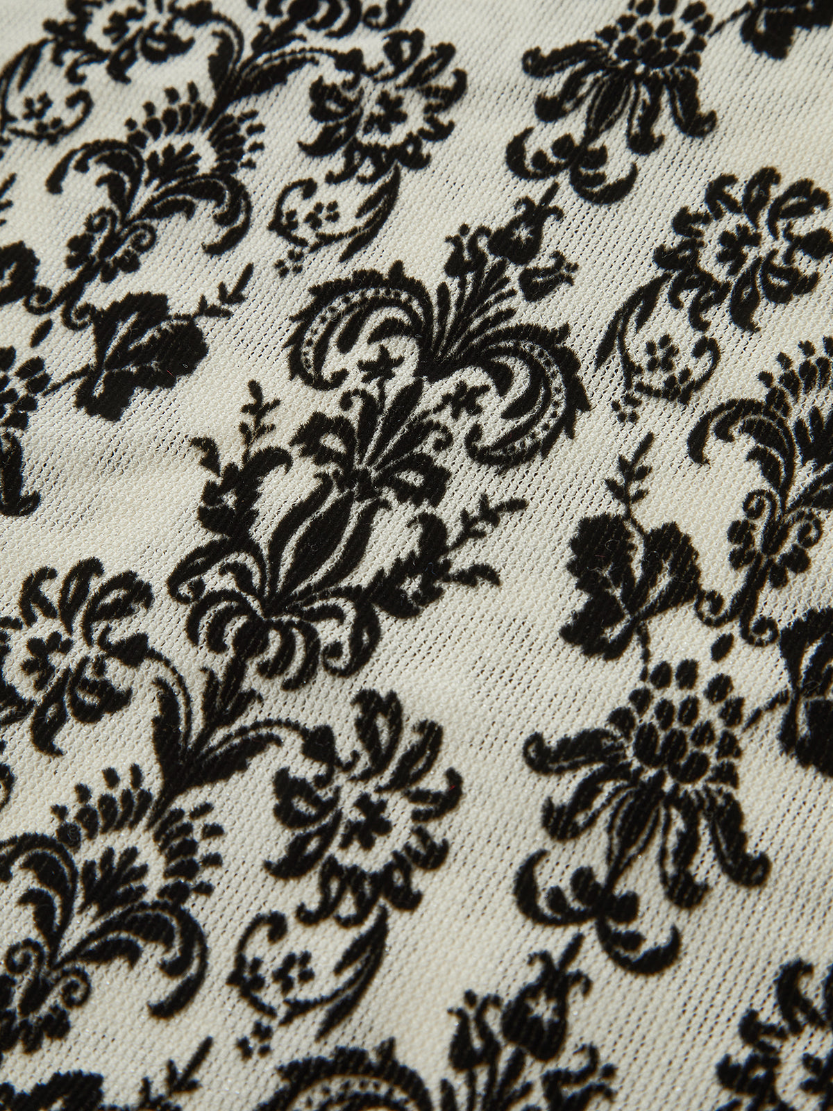 Damask Print Mock Neck T-Shirt-Chicvia