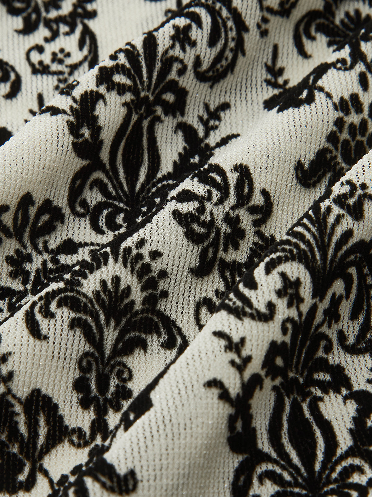 Damask Print Mock Neck T-Shirt-Chicvia