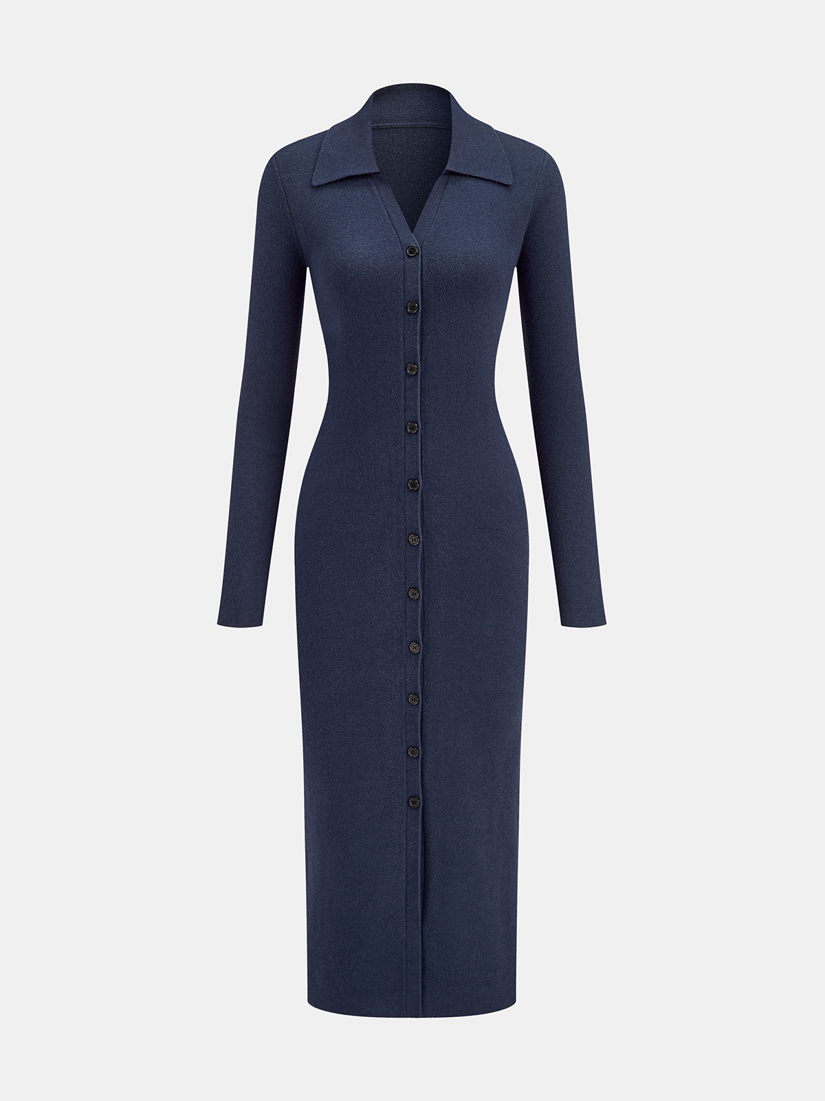 Collared Button Front Longline Knit Cardigan-Chicvia