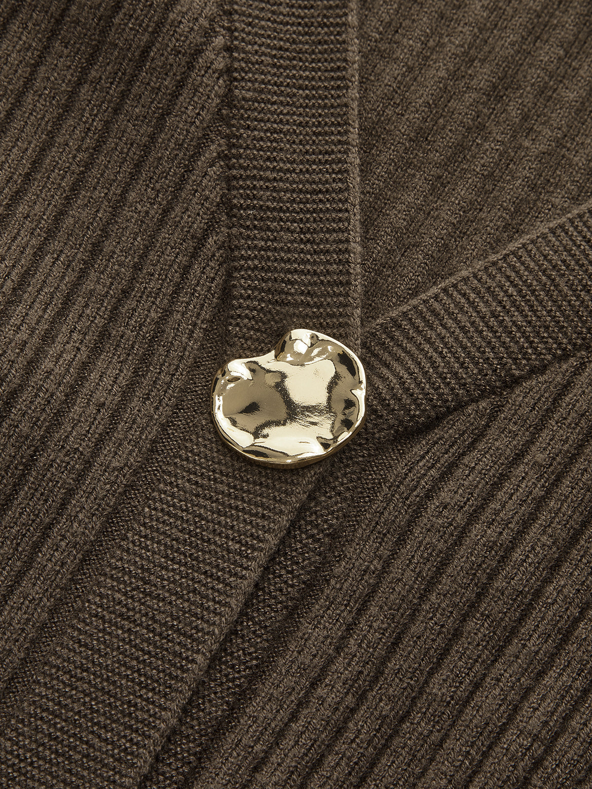 Metal Button Ribbed Cardigan-Chicvia