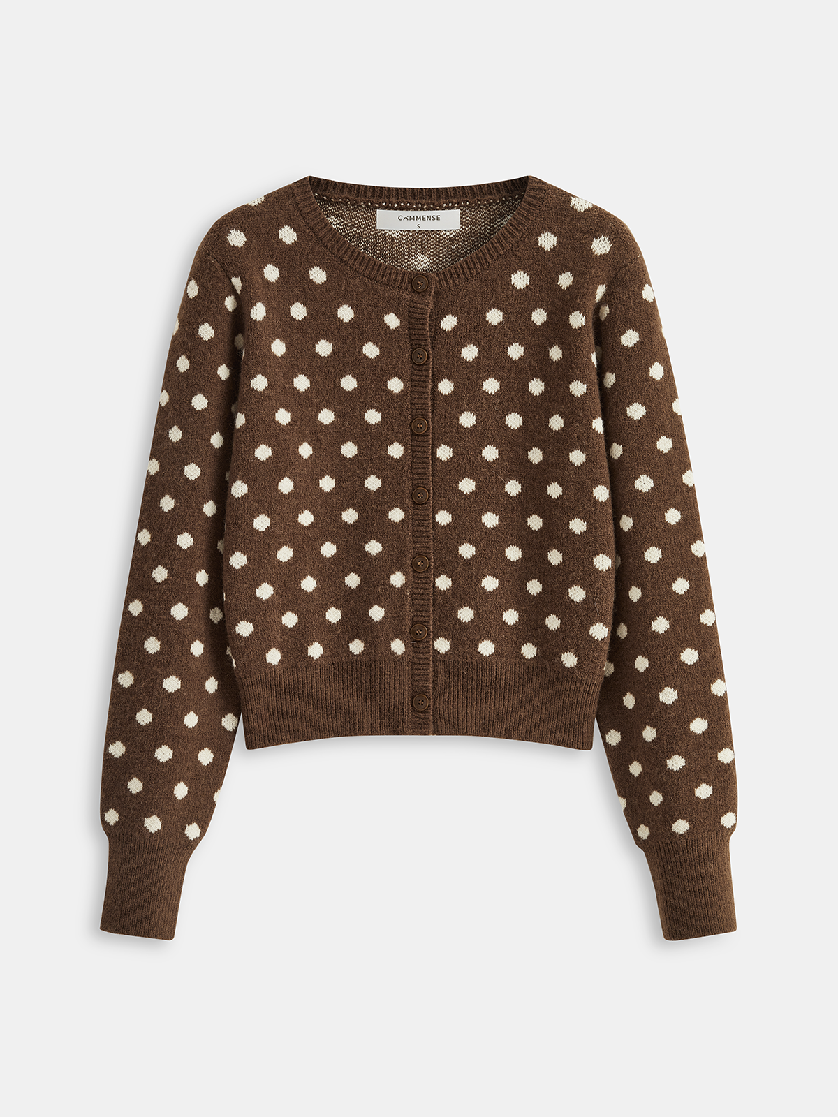 Polka Dot Button Front Cardigan-Chicvia