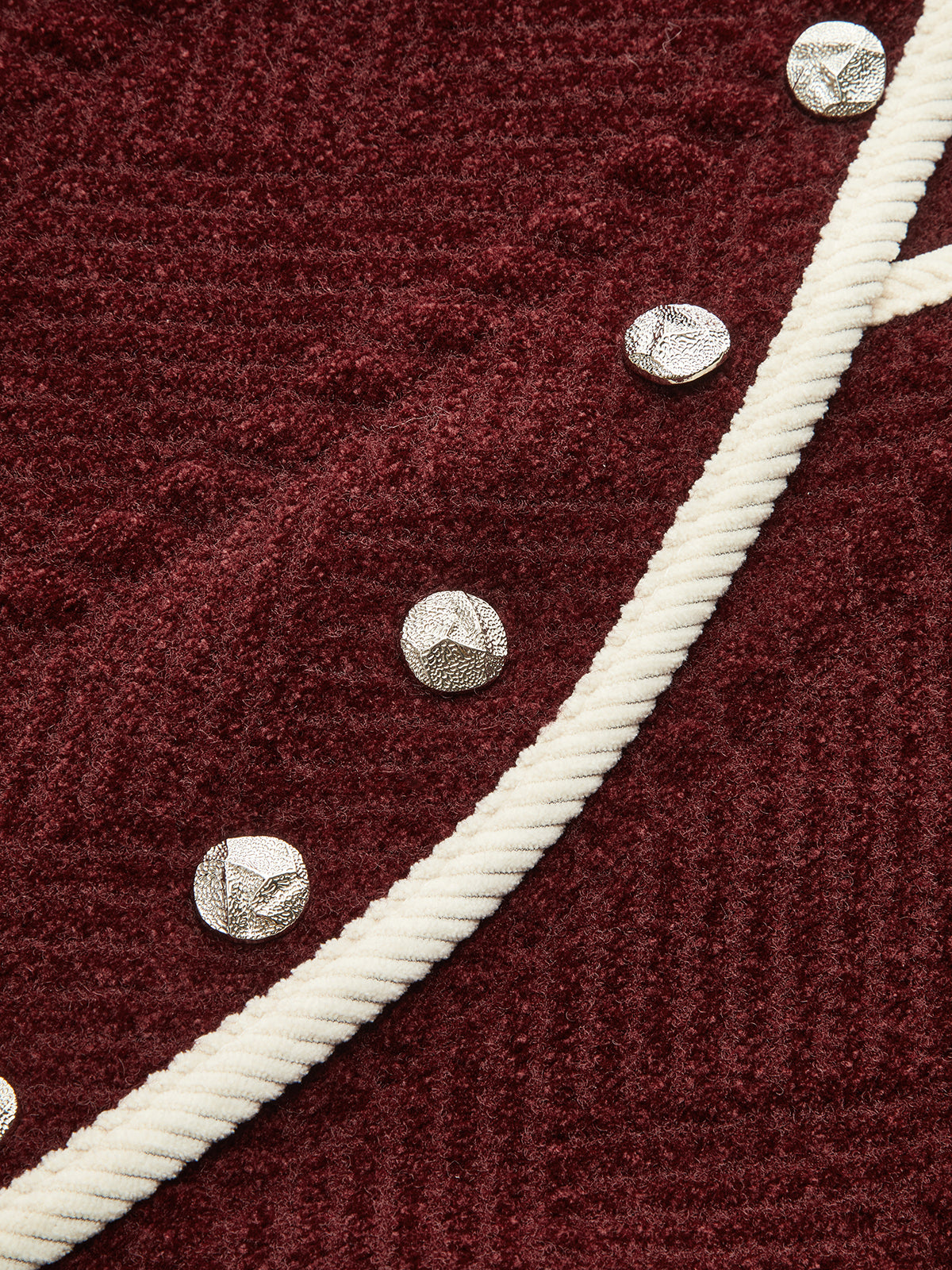 Curved Contrast Trim Chenille Blend Vest-Chicvia