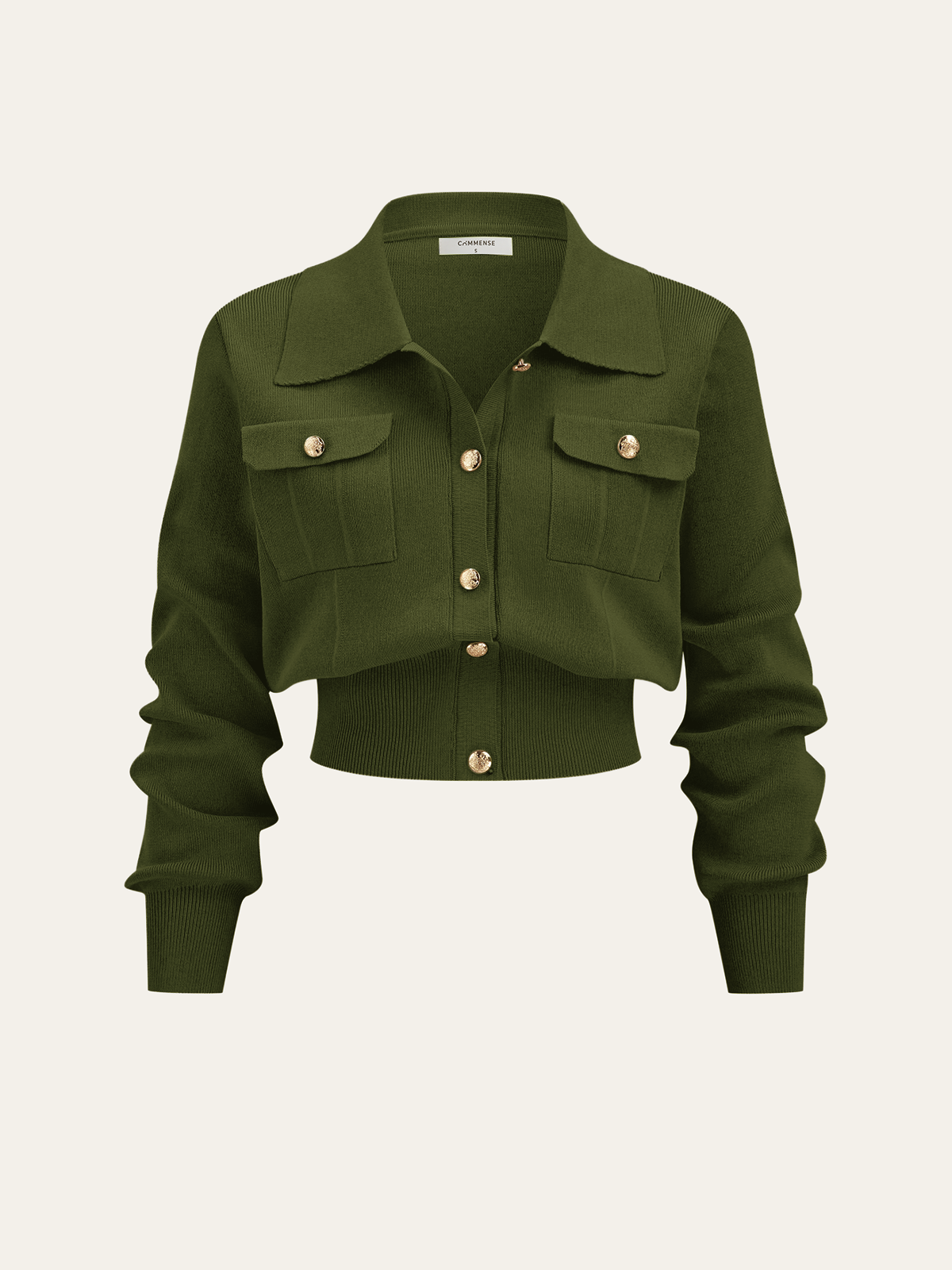 Metal Button Collared Cardigan and Midi Skirt Set-Chicvia