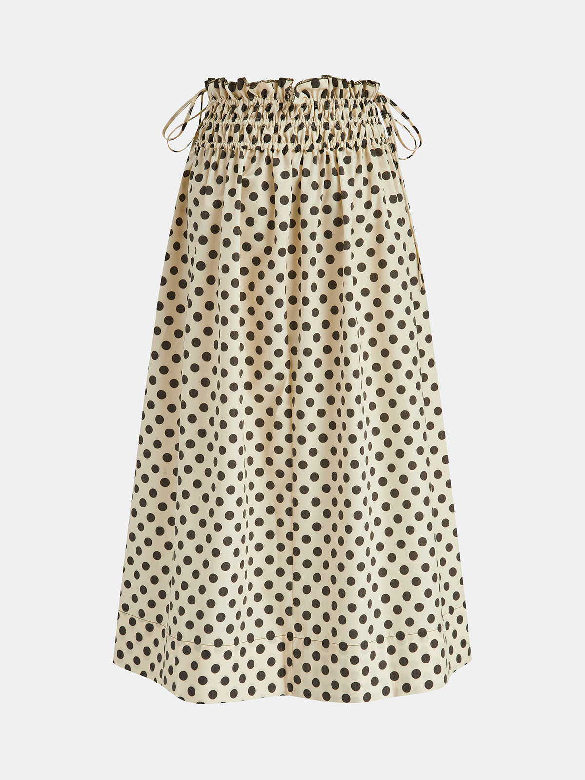 Polka Dot Smocked Waist Midi Skirt-Chicvia