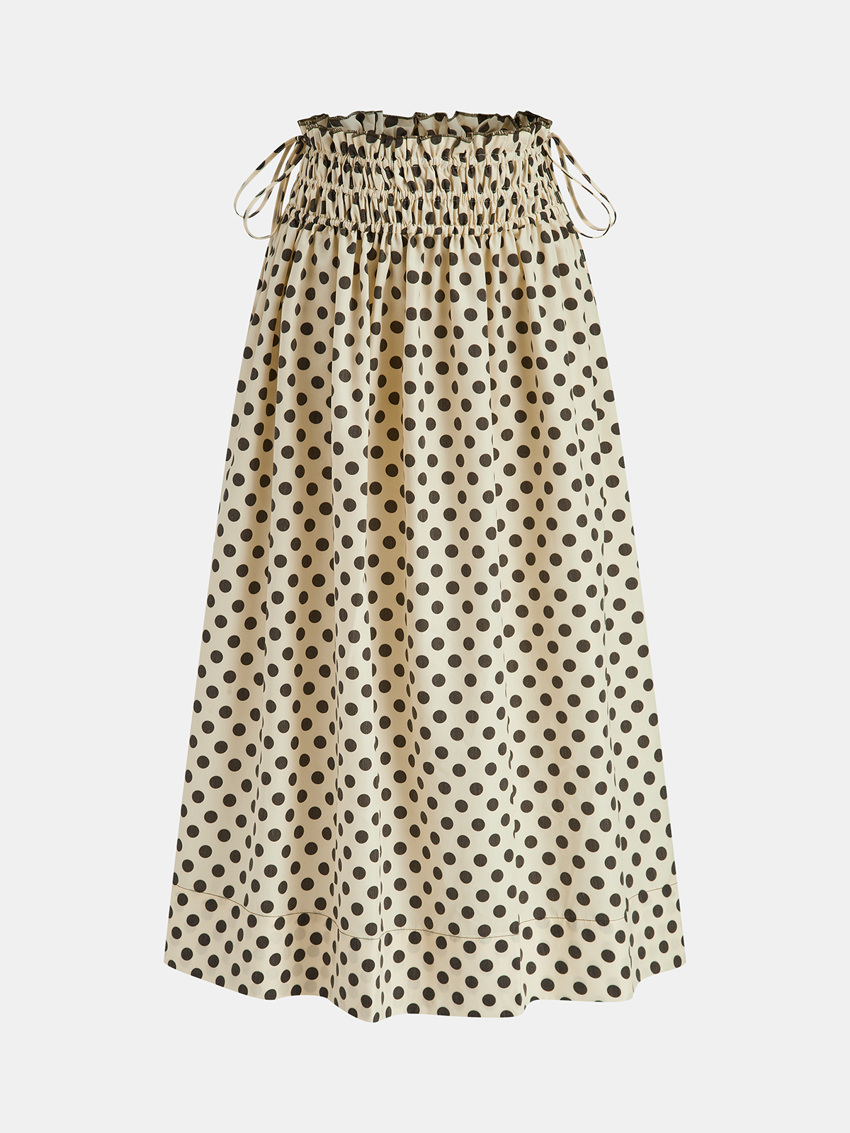Polka Dot Smocked Waist Midi Skirt-Chicvia