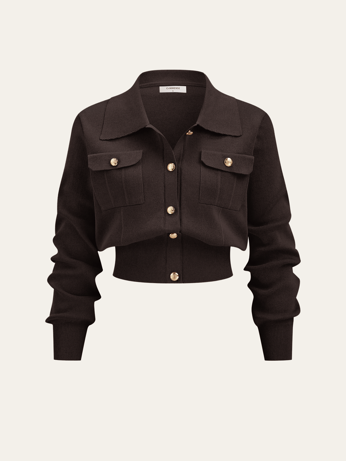 Metal Button Collared Cardigan and Midi Skirt Set-Chicvia