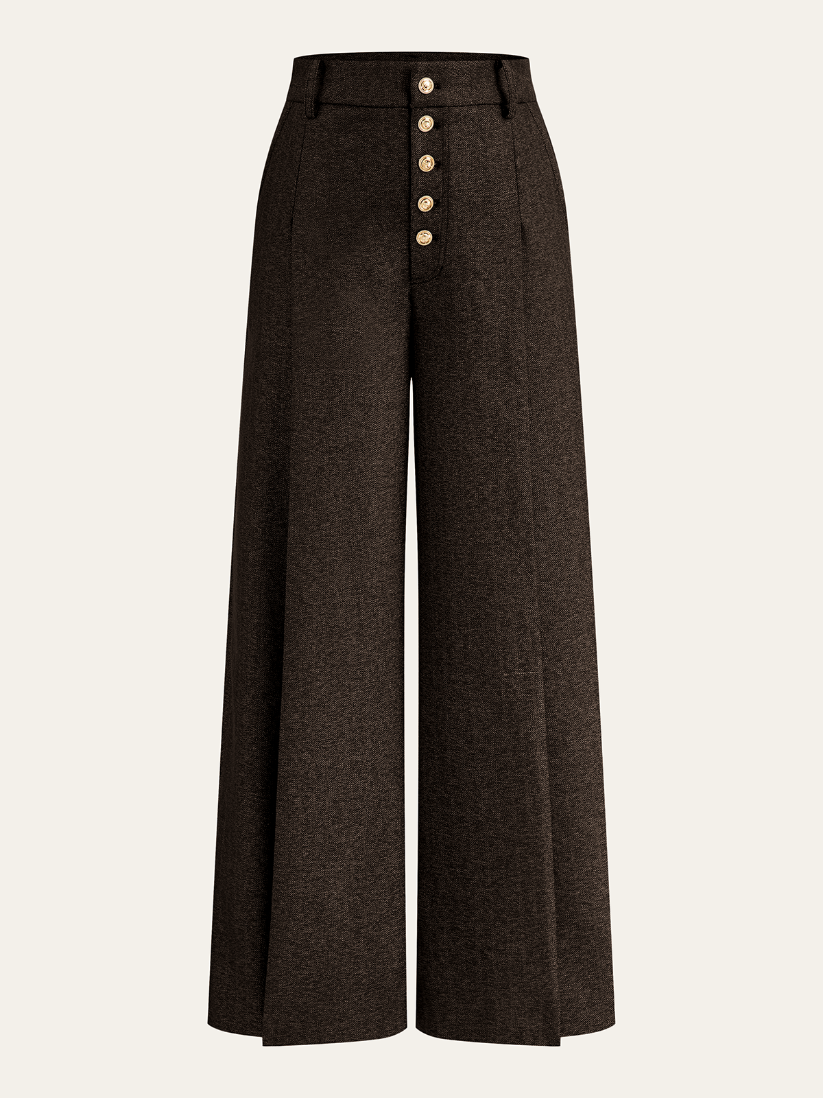 High-Waisted Button-Front Wide-Leg Pants-Chicvia