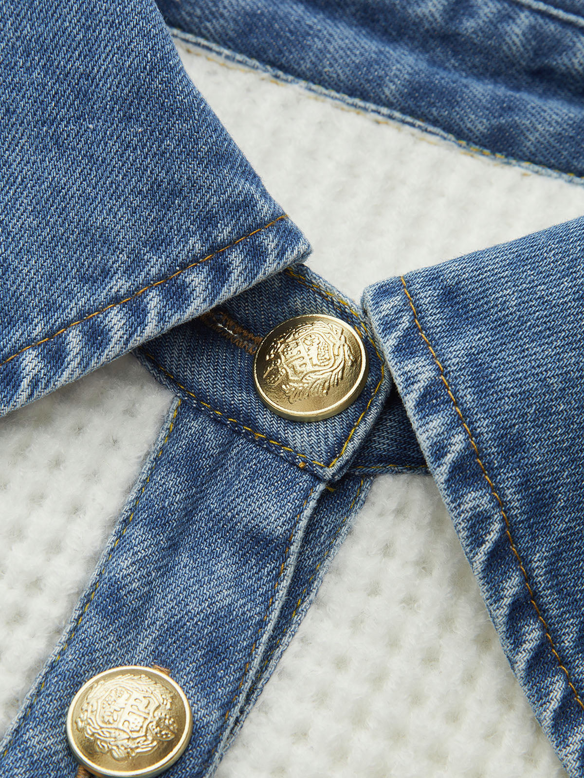 Denim Collar Striped Sweater-Chicvia