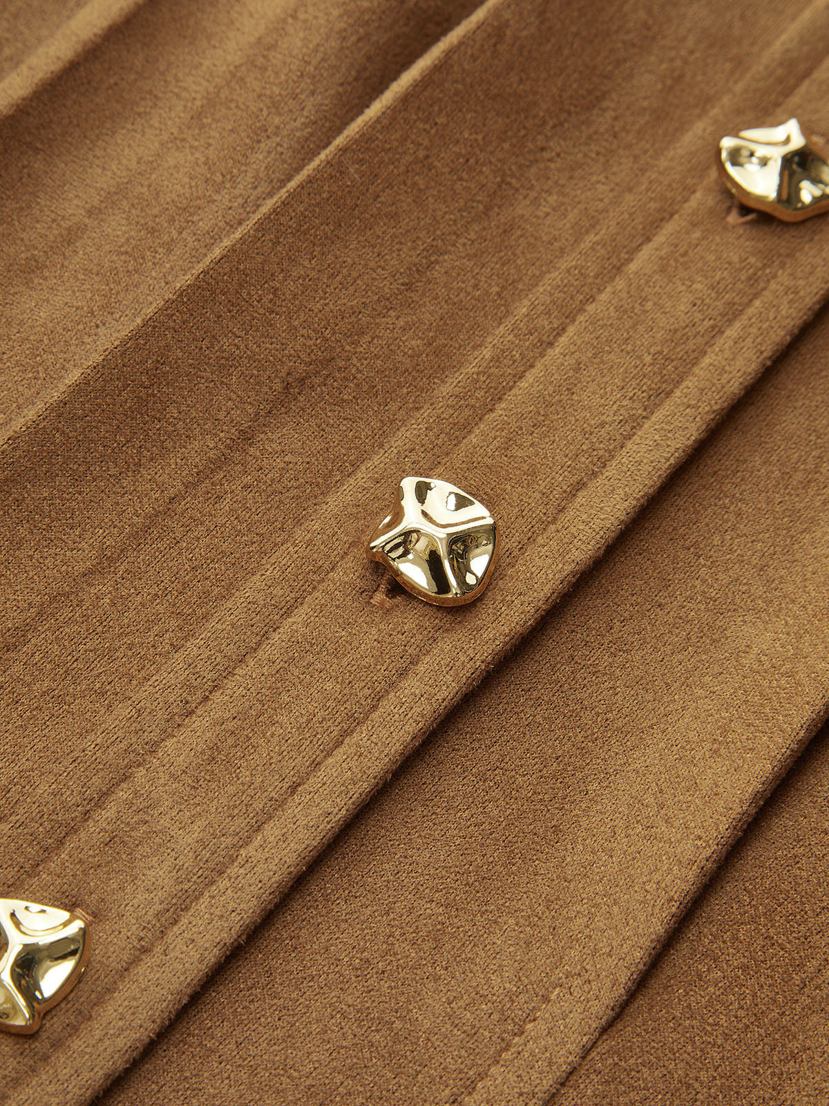 Pleat Collared Suede Effect Shirt-Chicvia