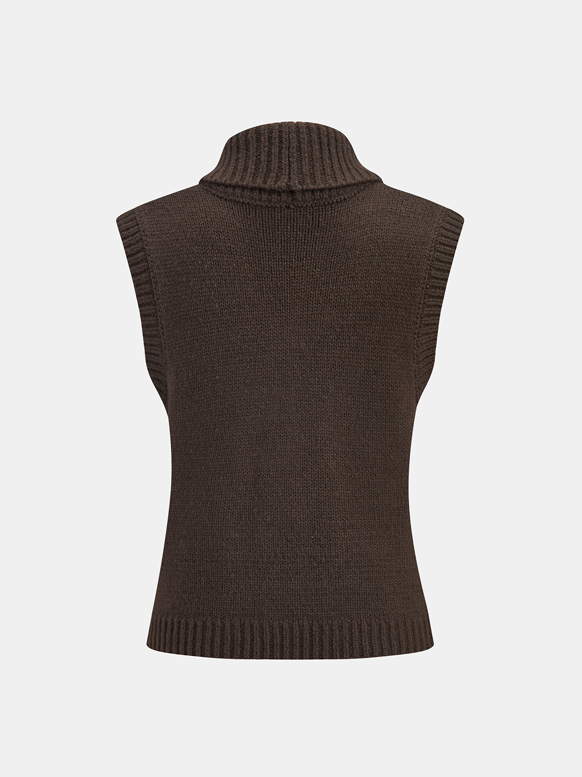 Cable-Knit Wool-Blend Collared Sweater Vest-Chicvia