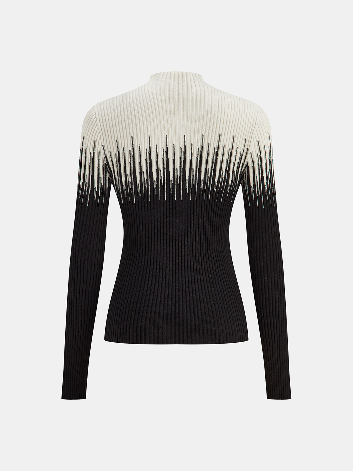 Geometric Pattern High Neck Sweater-Chicvia