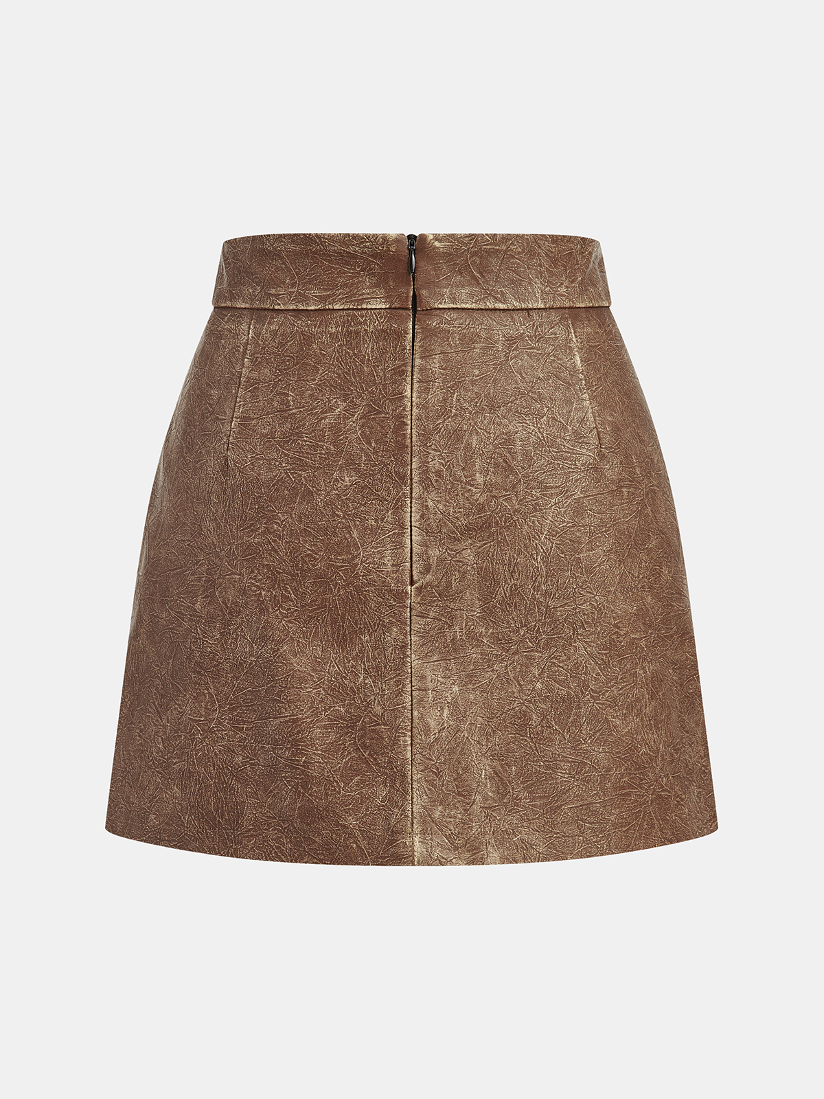 Faux Leather Belted Mini Skirt-Chicvia
