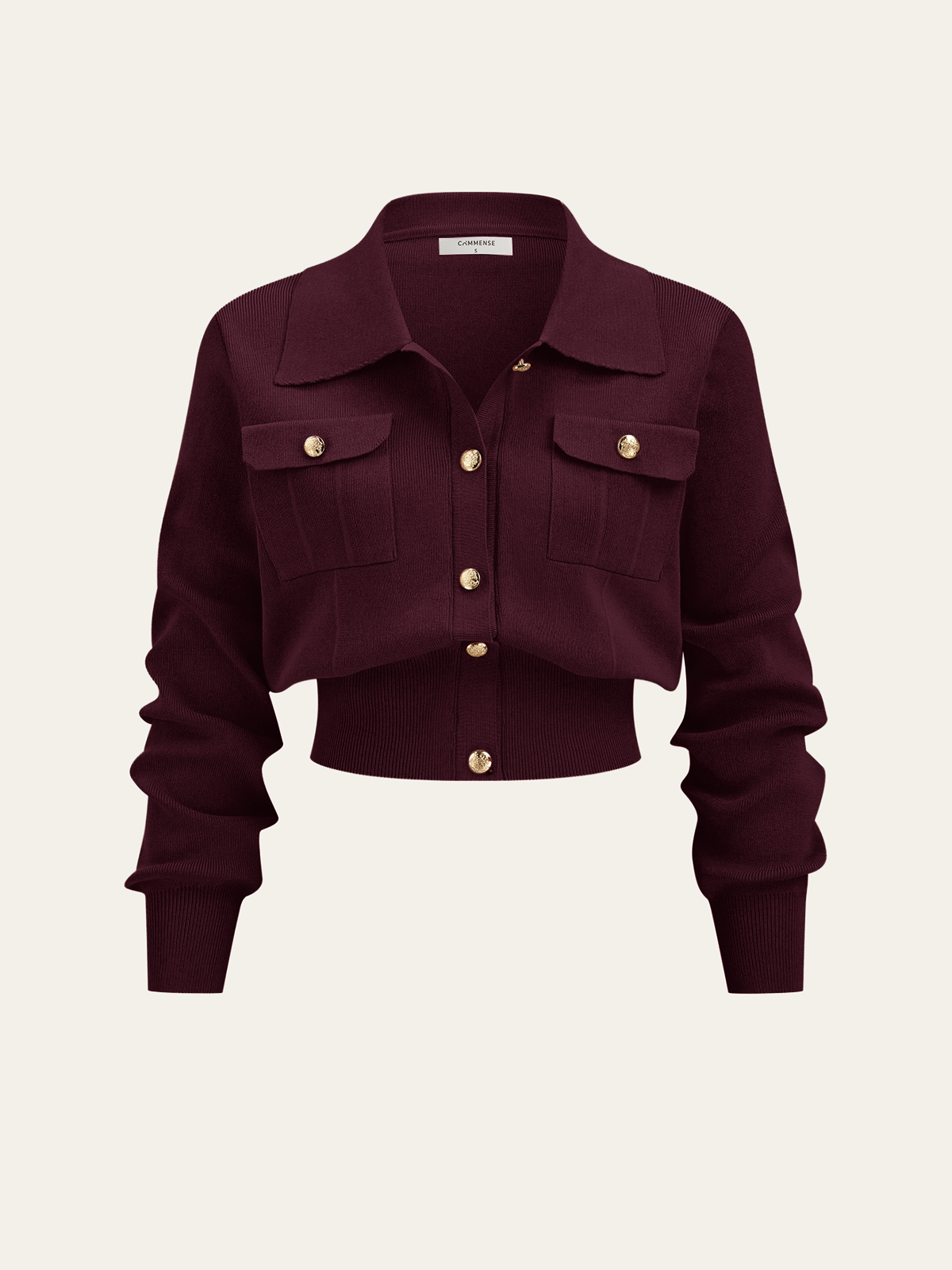 Metal Button Collared Cardigan and Midi Skirt Set-Chicvia