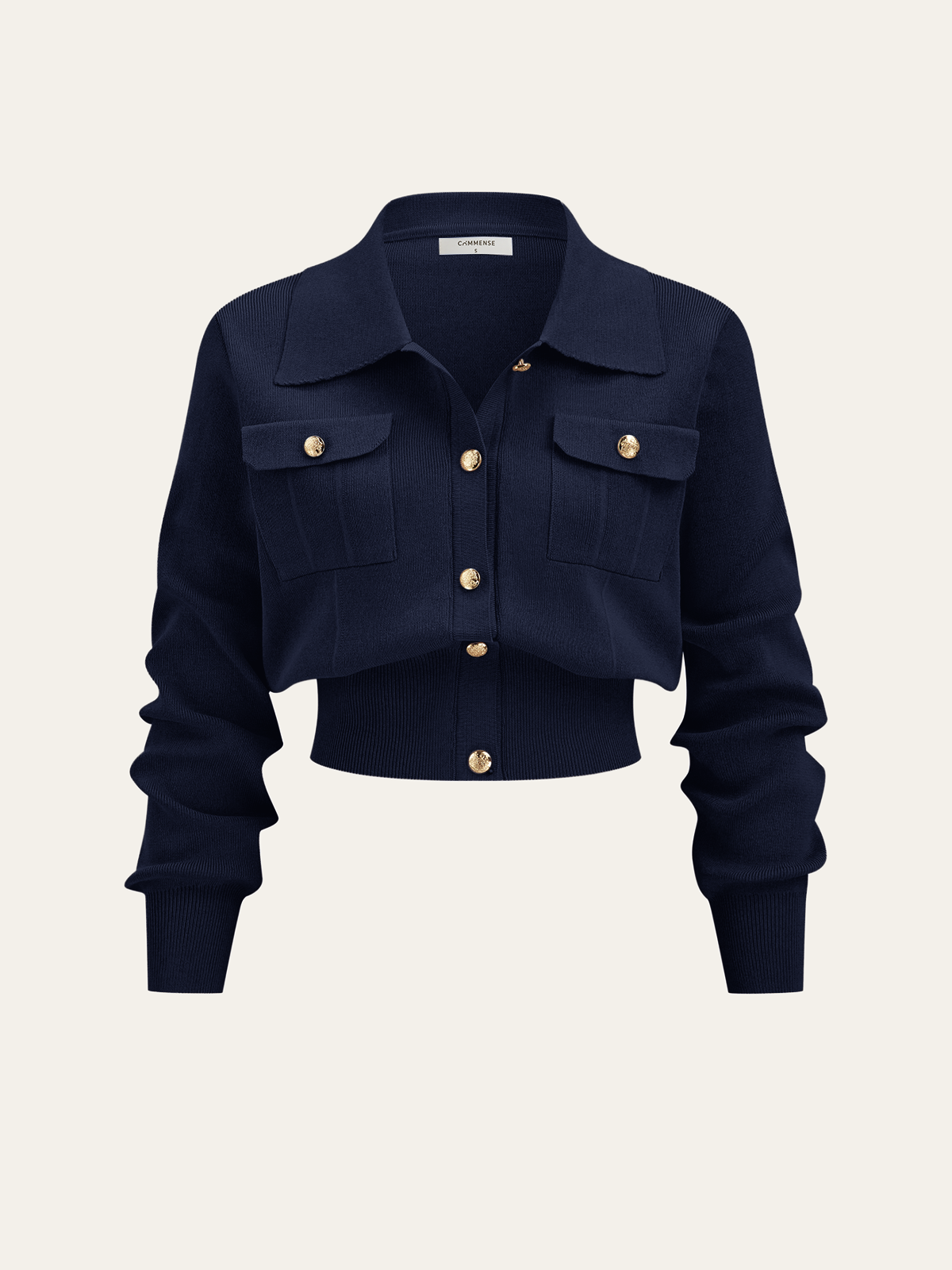 Metal Button Collared Cardigan and Midi Skirt Set-Chicvia