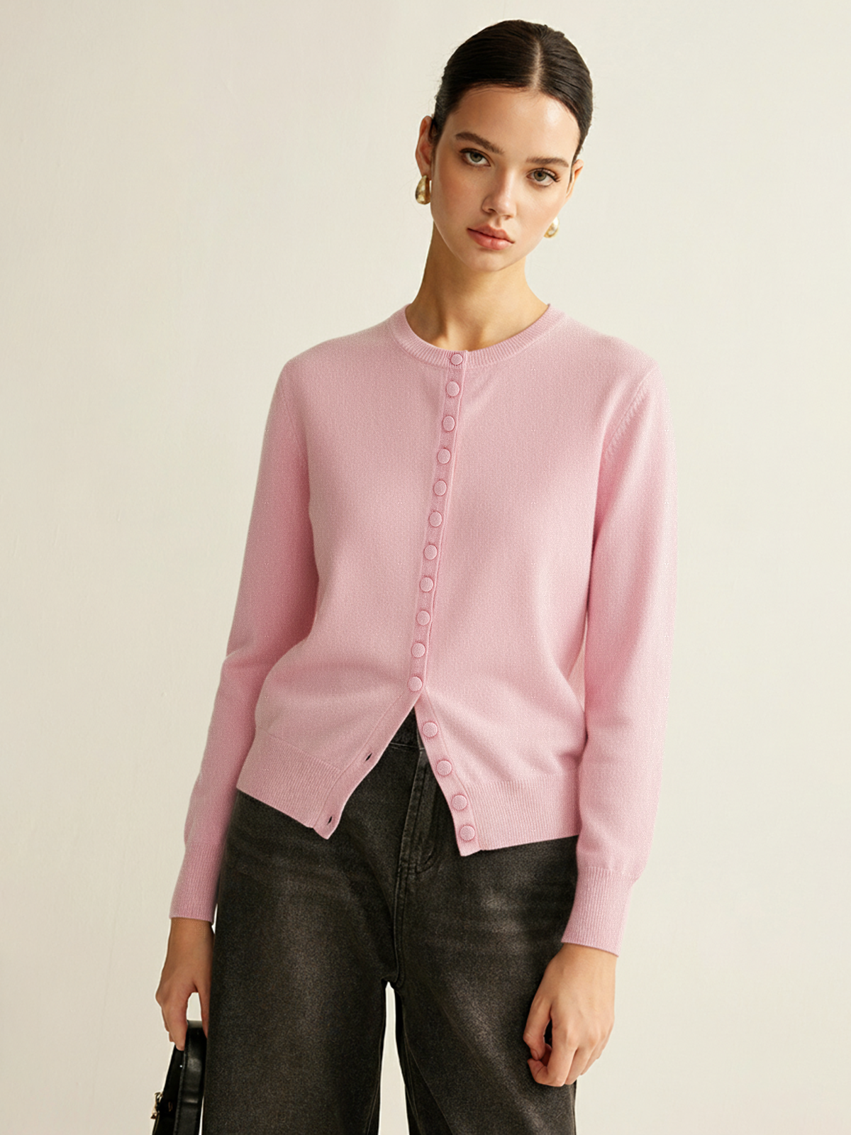 Button Front Knit Cardigan-Chicvia