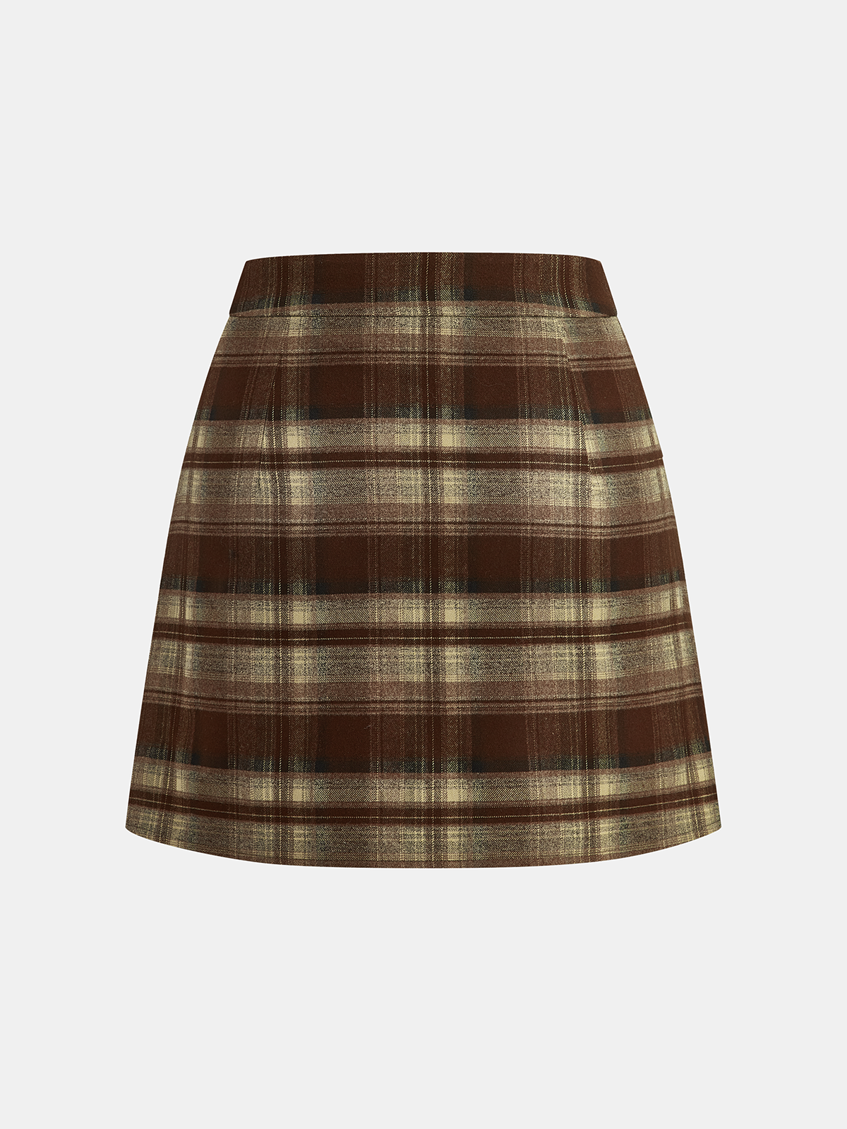 Plaid Asymmetric Pleated Mini Skirt-Chicvia