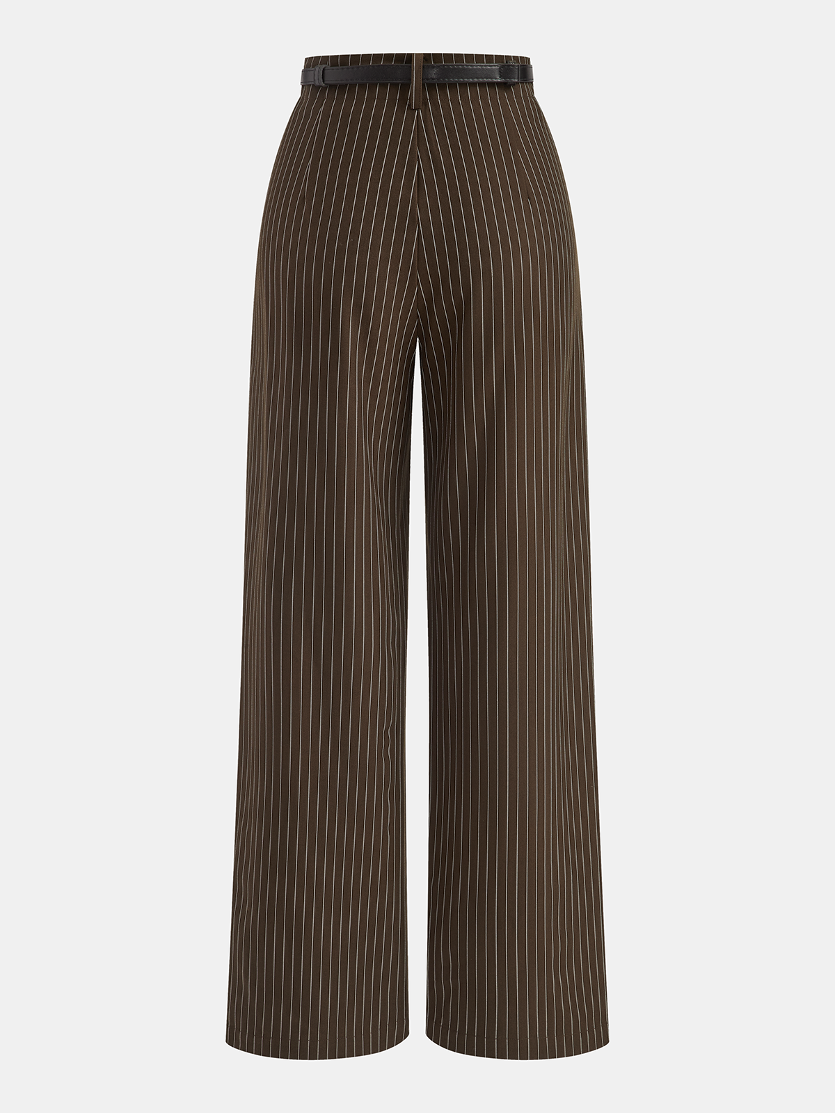 Belted Striped Smart Pants-Chicvia