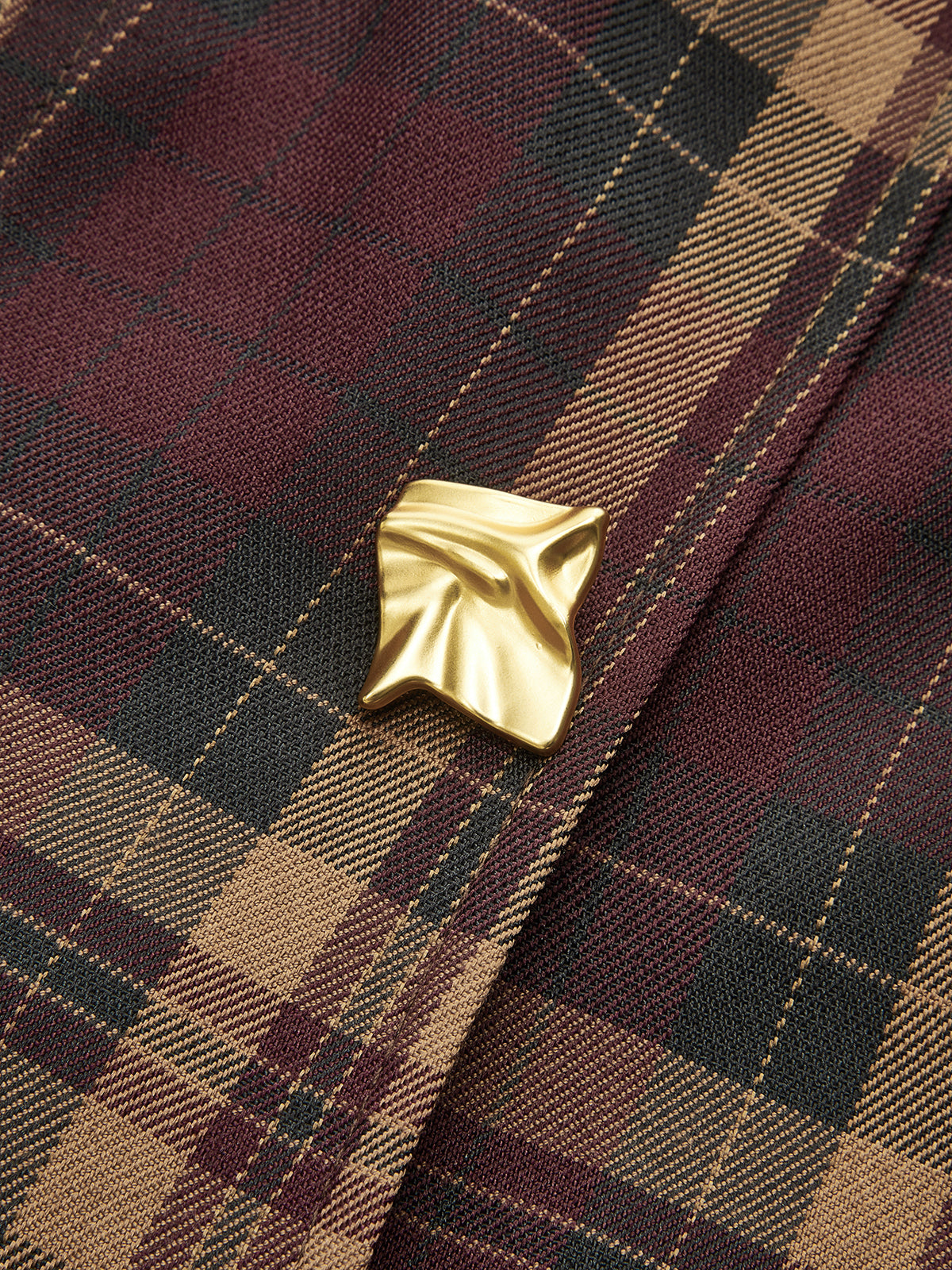 Metal Detail Plaid Sleeveless Pleated Mini Dress-Chicvia