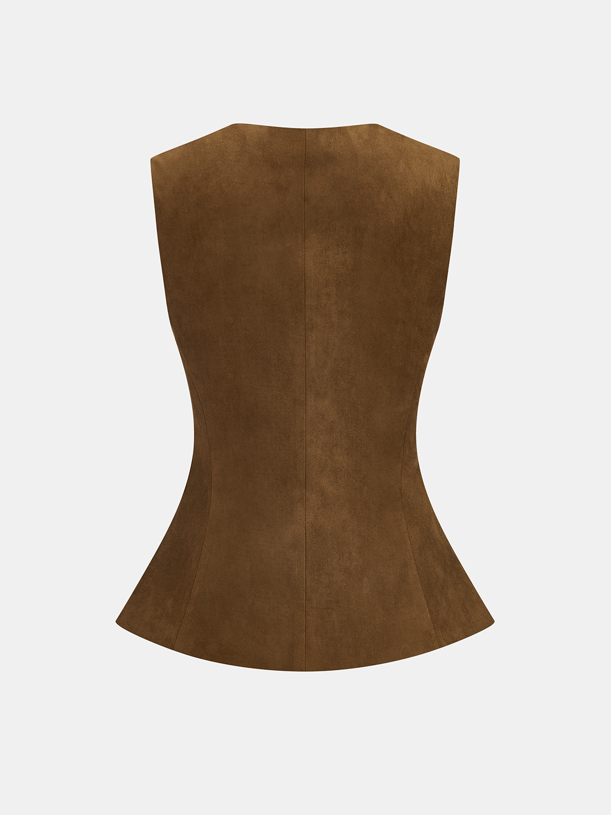 Metal Button Suede Effect Vest-Chicvia