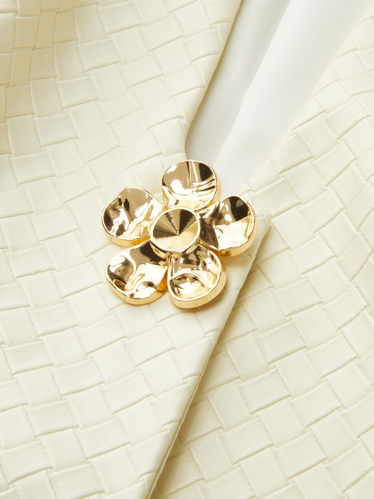 Floral Metal Button Faux Leather Mini Dress-Chicvia