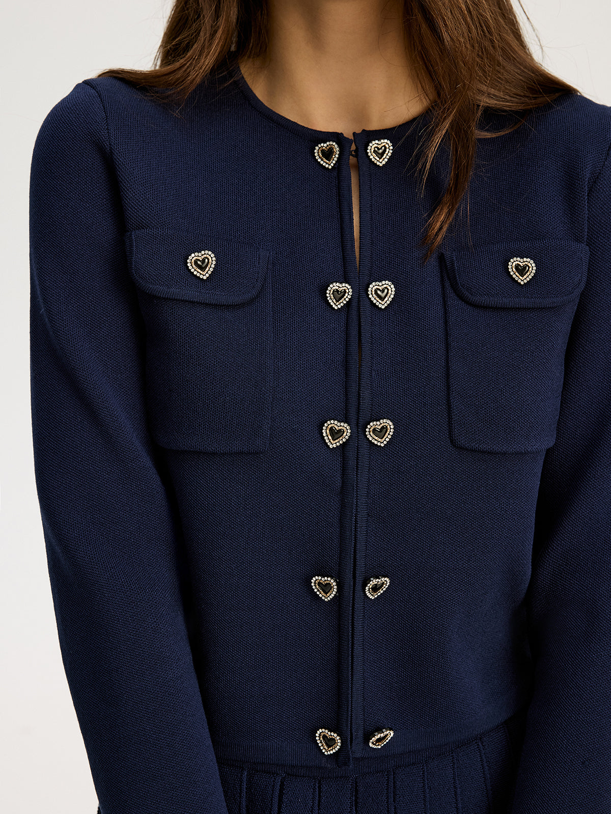 Heart Pair Button Cardigan-Chicvia