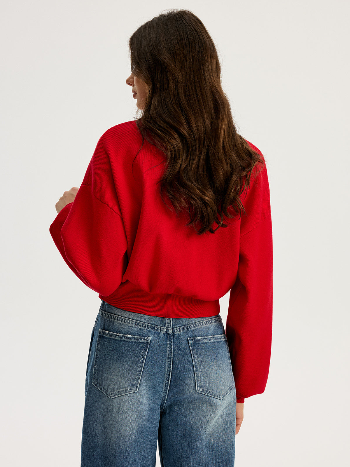 Heart Shape Button Sweater-Chicvia