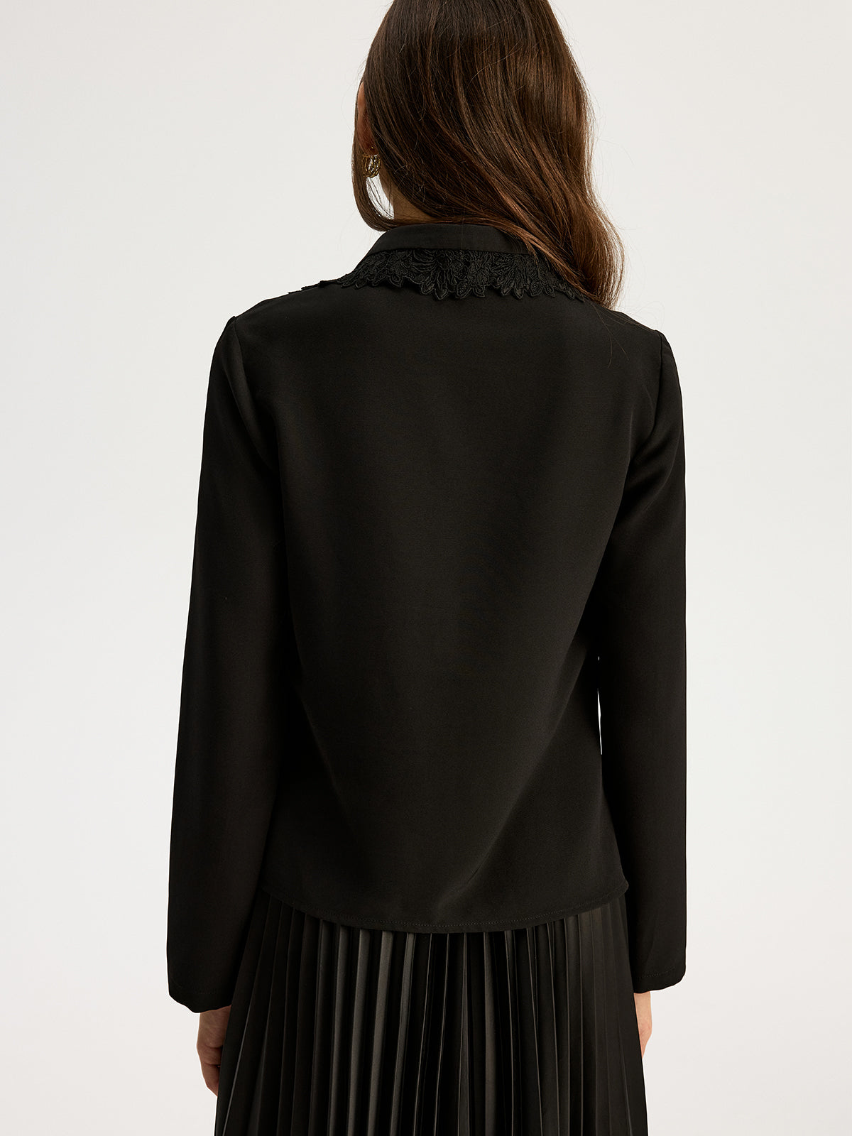 Lace Trimmed Blouse-Chicvia