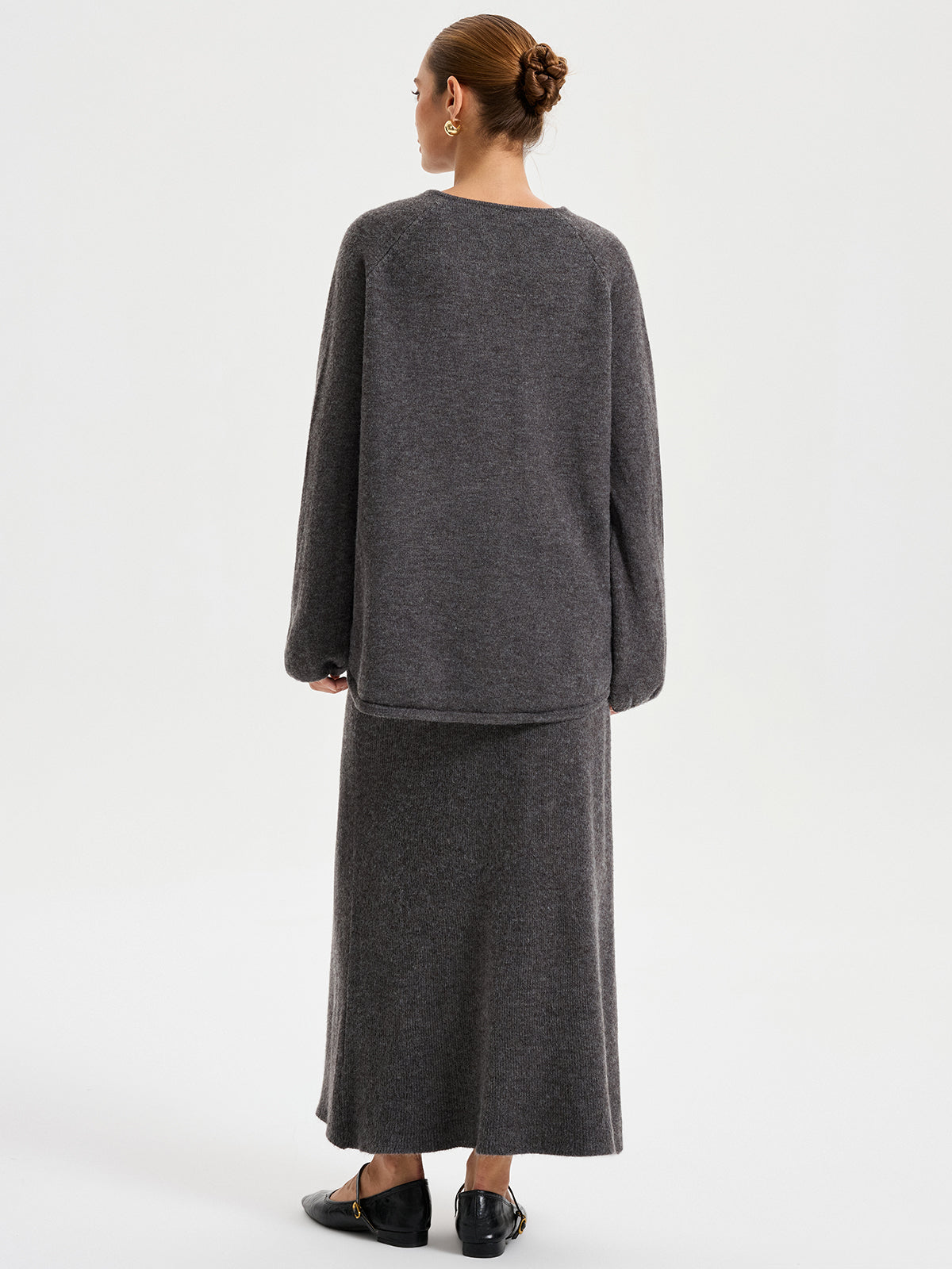 Minimal Tie Front Sweater Co-ords-Chicvia