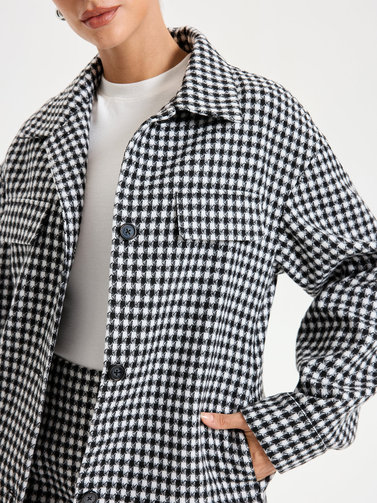 Checkered Lapel Jacket-Chicvia
