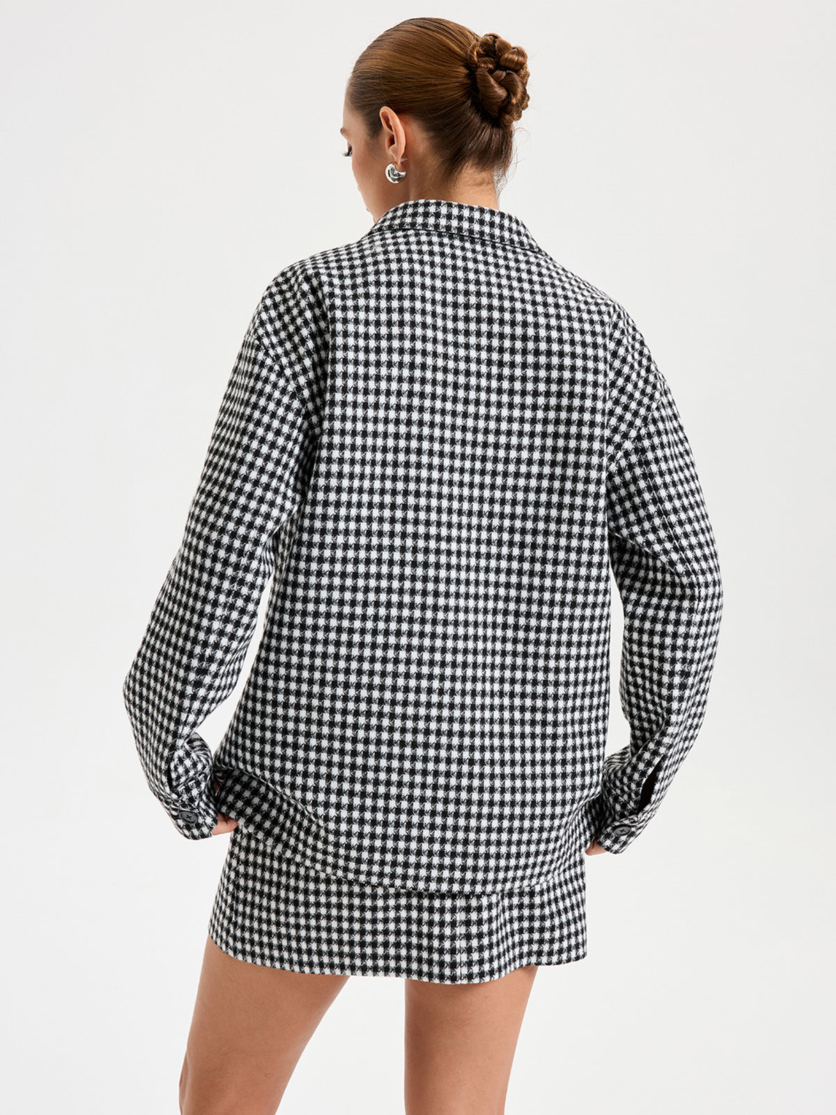 Checkered Lapel Jacket-Chicvia