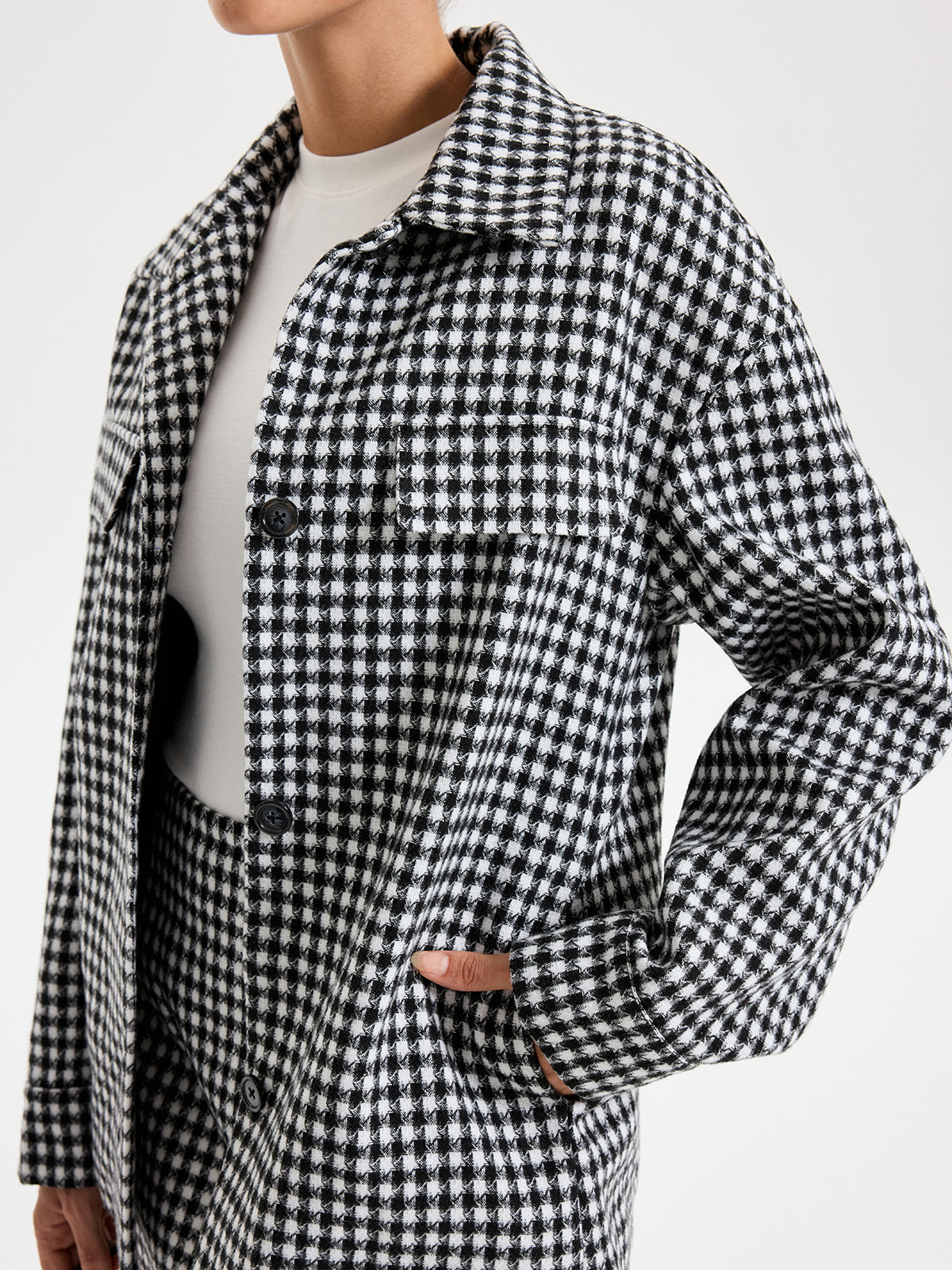 Checkered Lapel Jacket-Chicvia