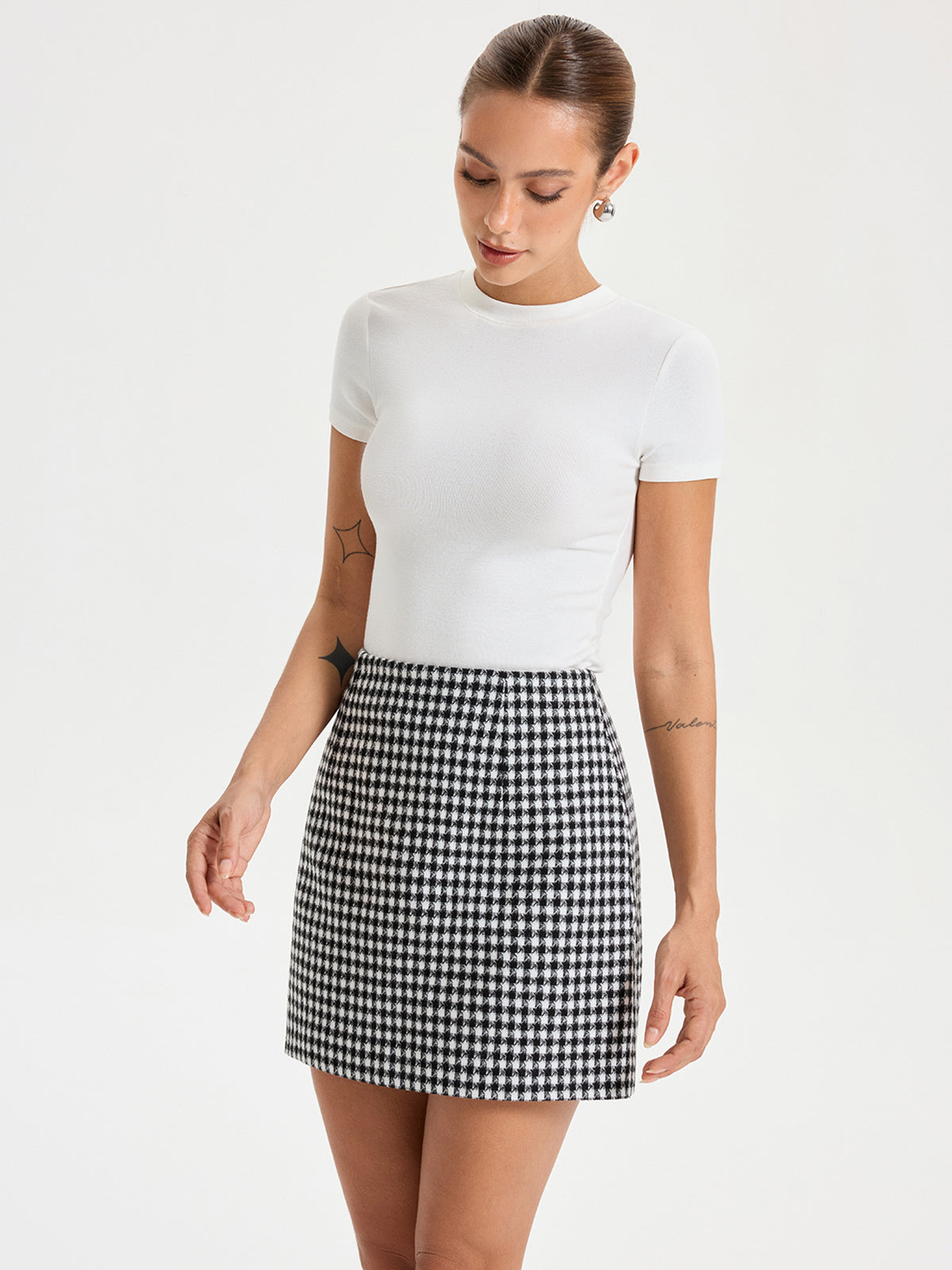 Checkered Mini Skirt-Chicvia