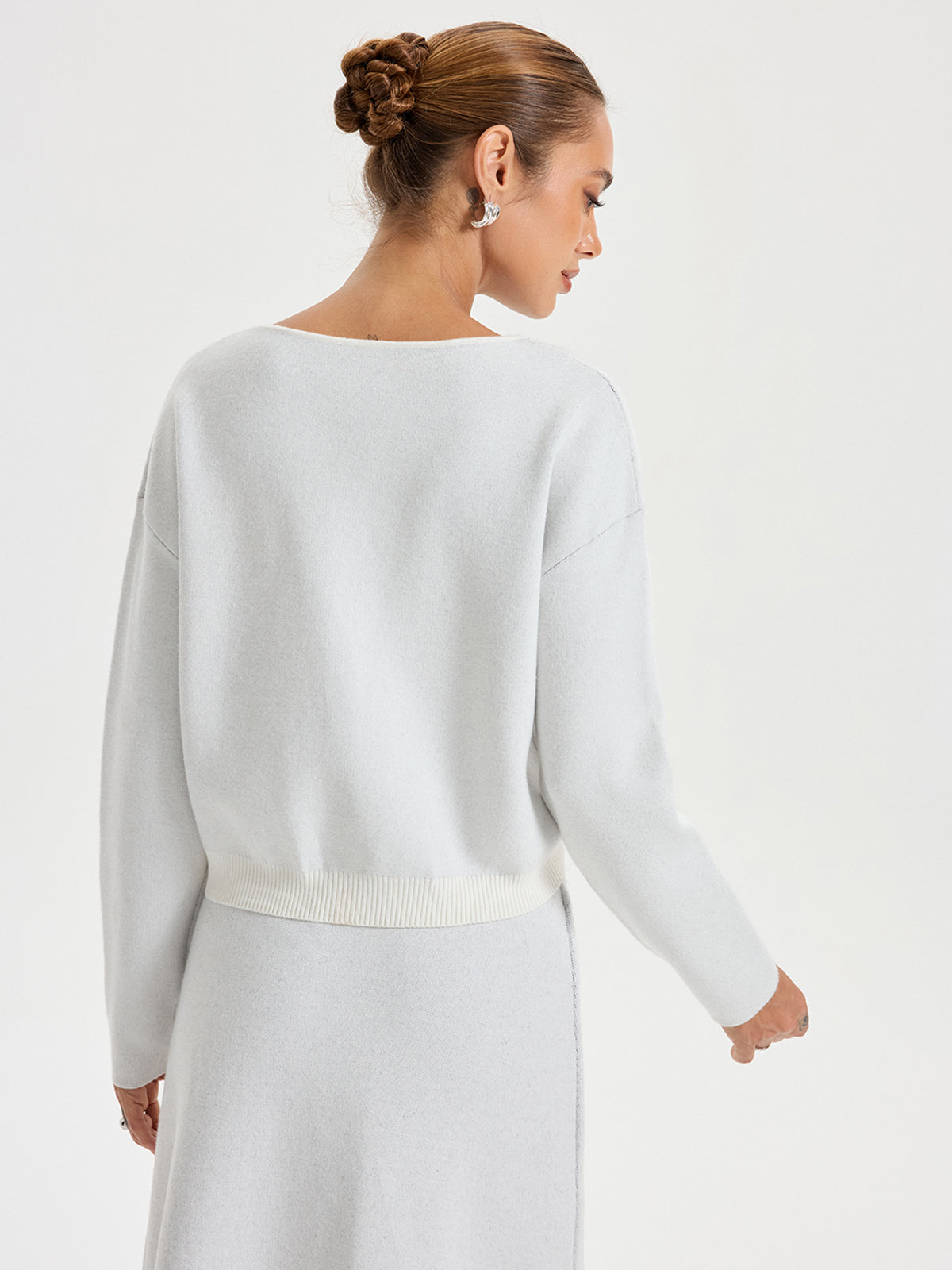 Ink-Wash Painting Pattern Round Neck Knit Top-Chicvia