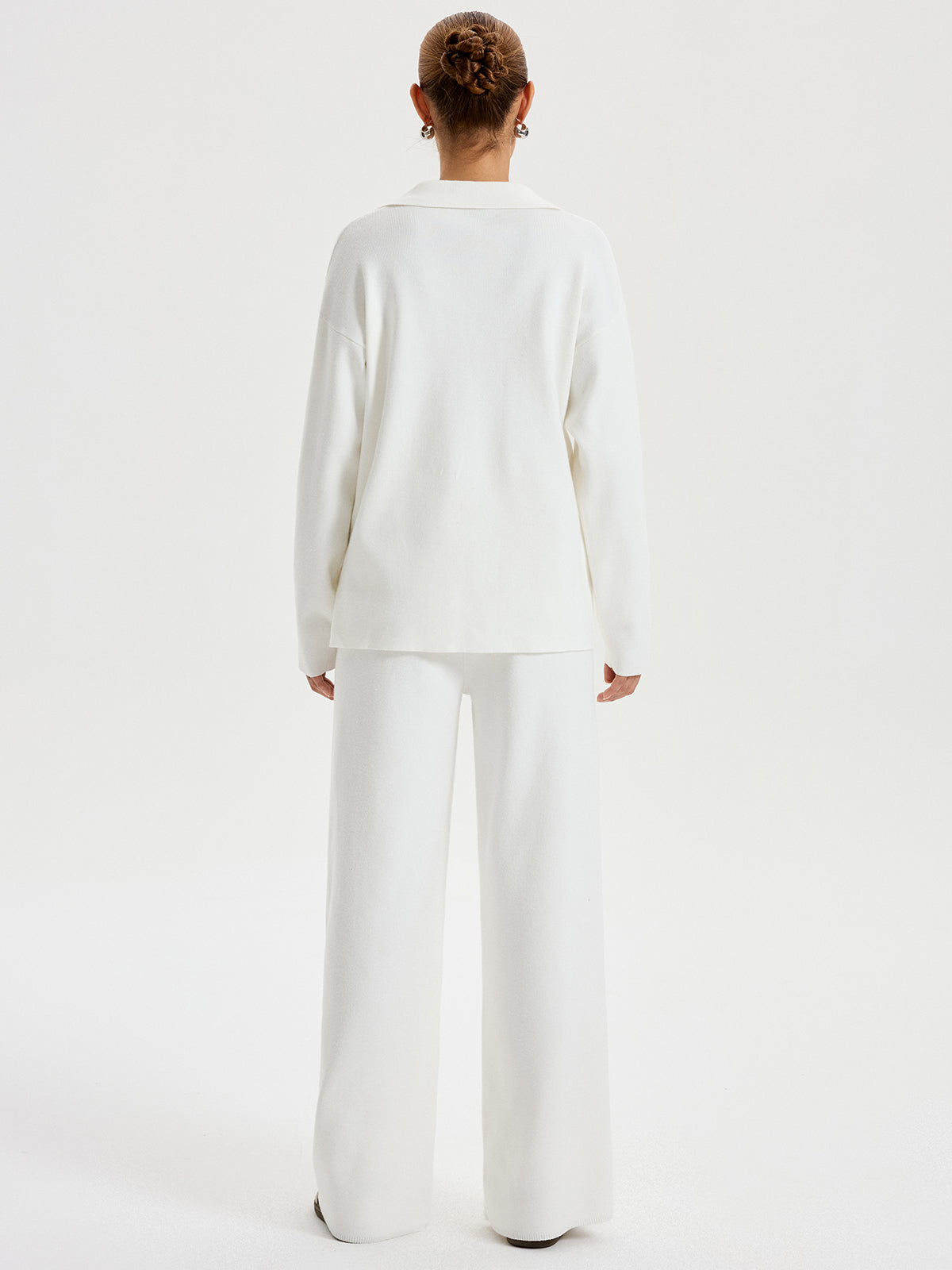 Oversized Polo Jumper & Pants Set-Chicvia