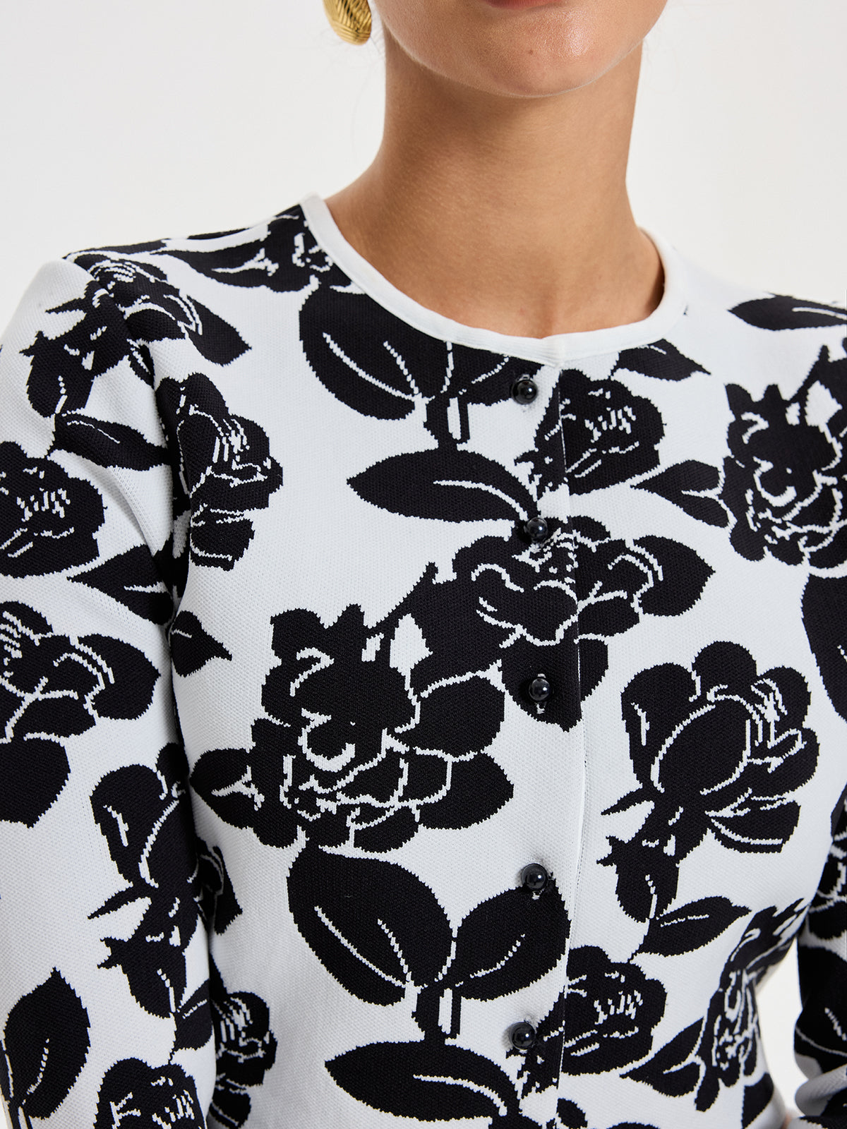 Floral Pattern Crop Cardigan-Chicvia