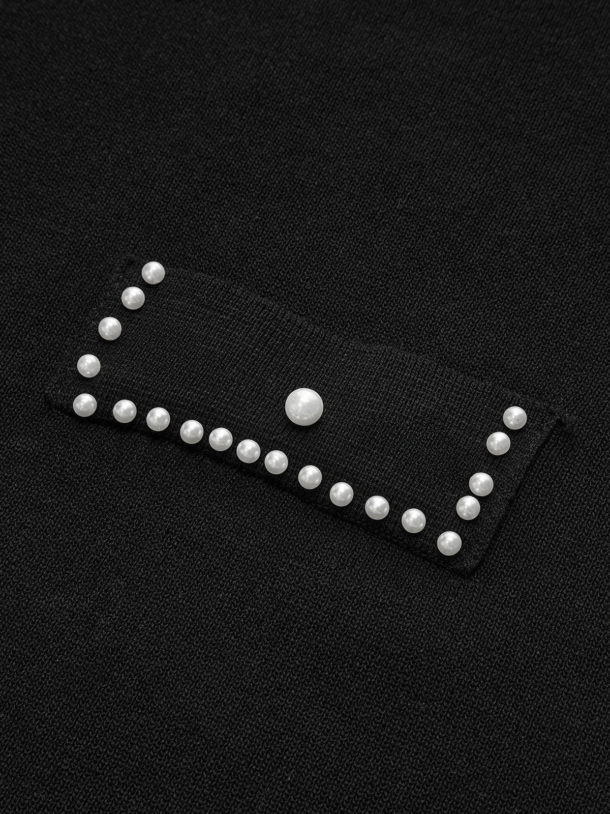 Pearl Trimmed Knit Midi Dress-Chicvia