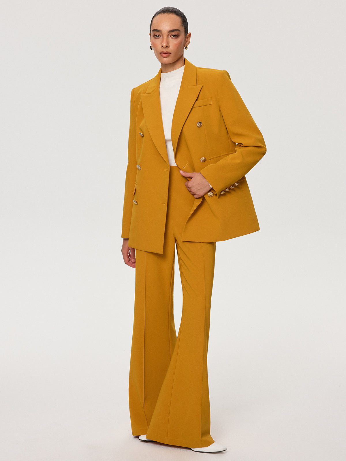 Mid-Waist Flare Pants-Chicvia