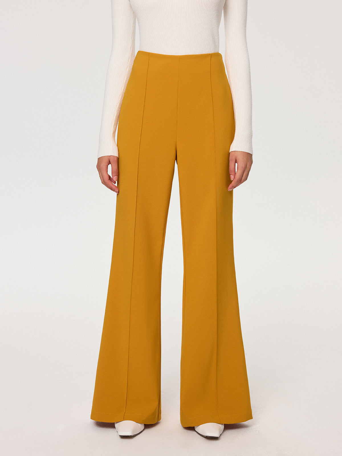 Mid-Waist Flare Pants-Chicvia
