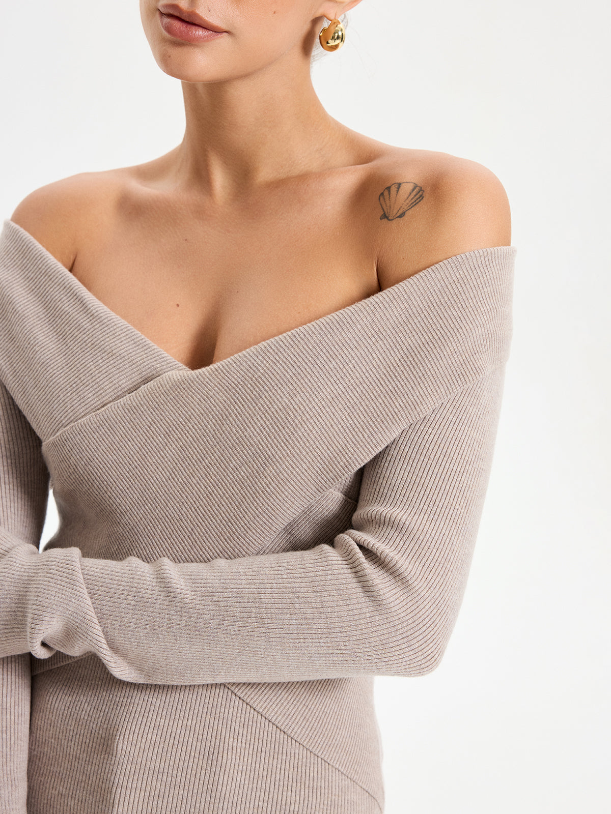 Frenchy Off Shoulder Crossover Sweater-Chicvia