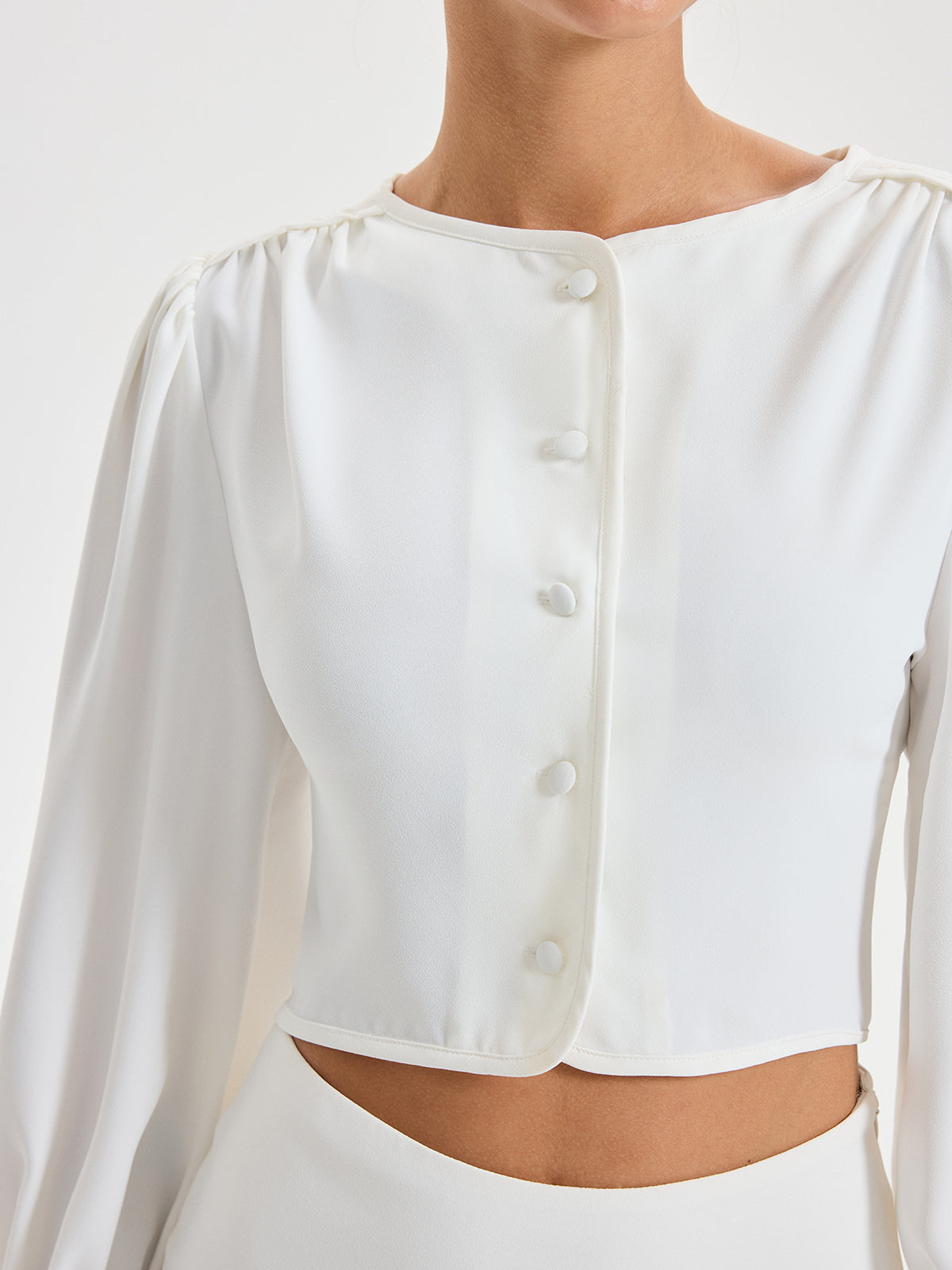 Long-Sleeve Crop Top and Maxi Skirt Set-Chicvia