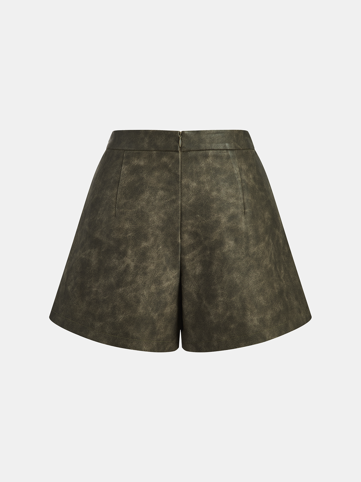 Faux Leather Pleated Shorts-Chicvia