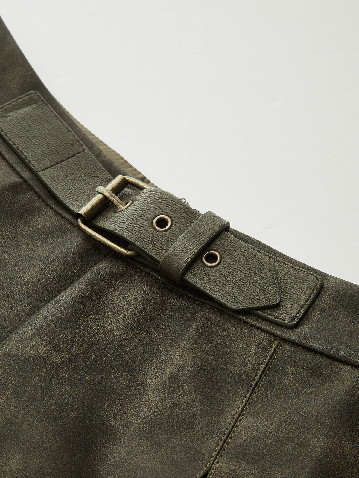 Faux Leather Pleated Shorts-Chicvia