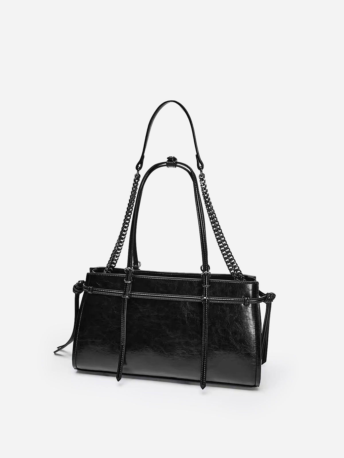 Double Strap PU Leather Tote Bag-Chicvia