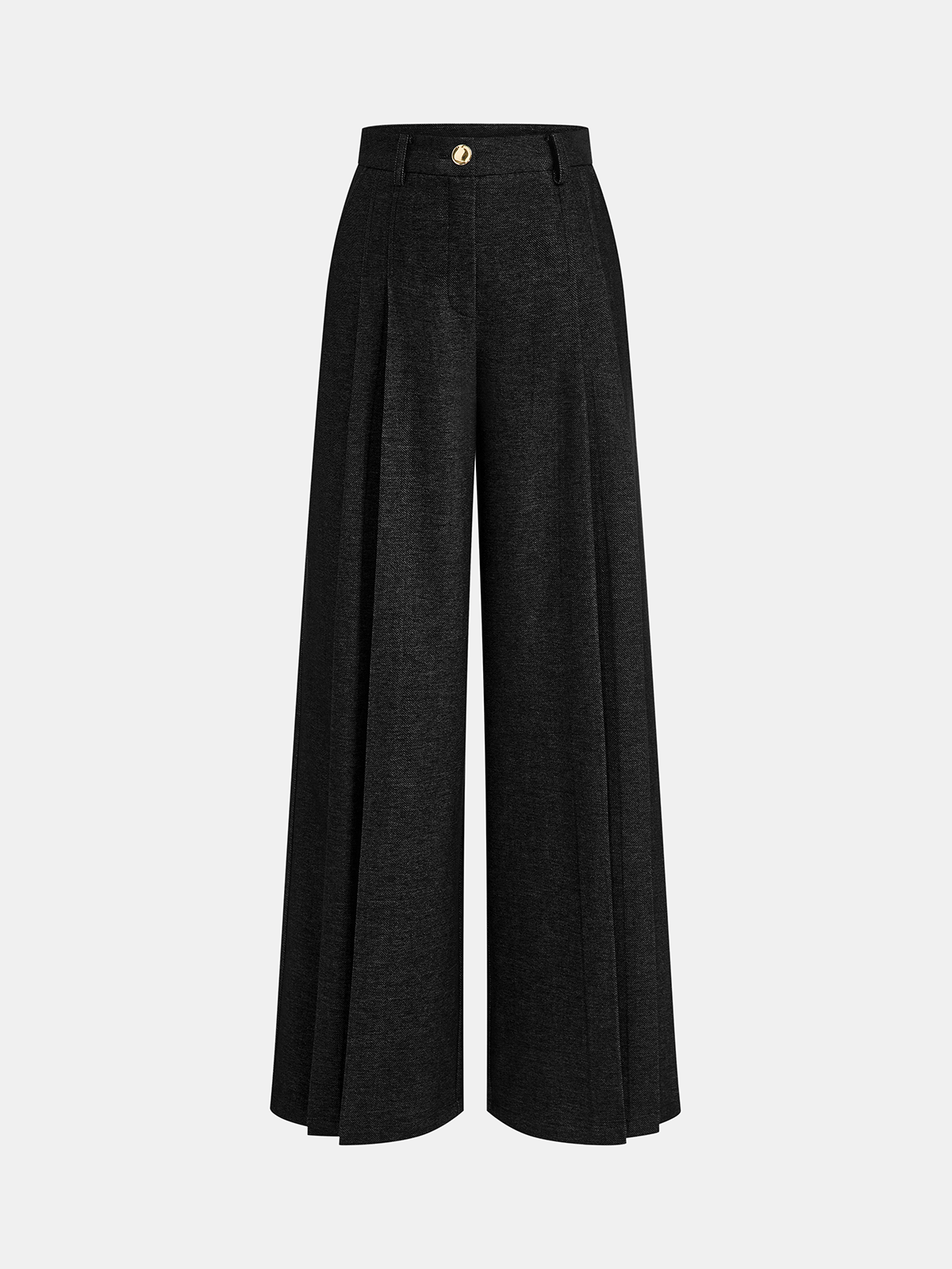 Mid-Waisted Pleated Wide-Leg Pants-Chicvia