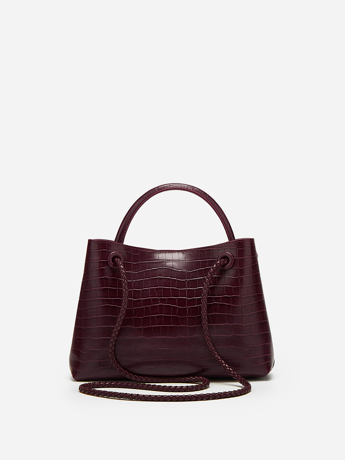 Crocodile-Embossed PU Leather Tote Bag-Chicvia