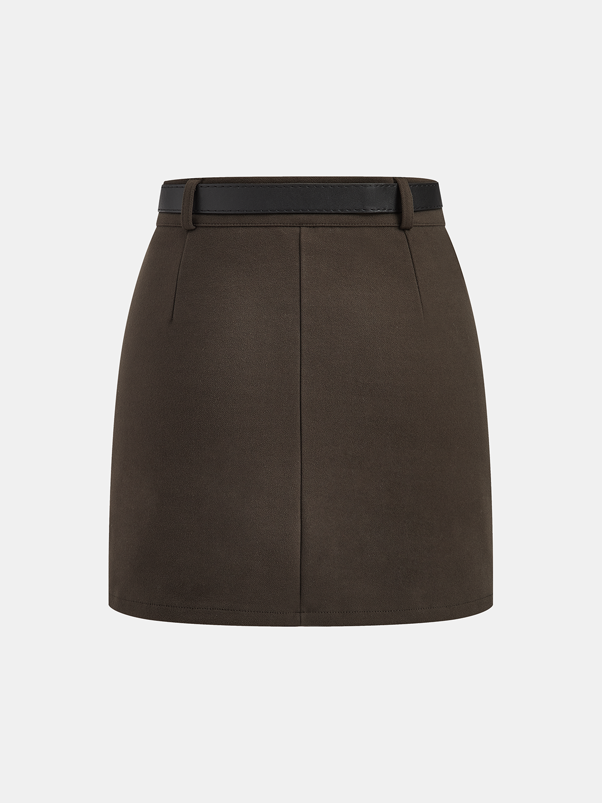 Belted Tweed Mini Skirt-Chicvia