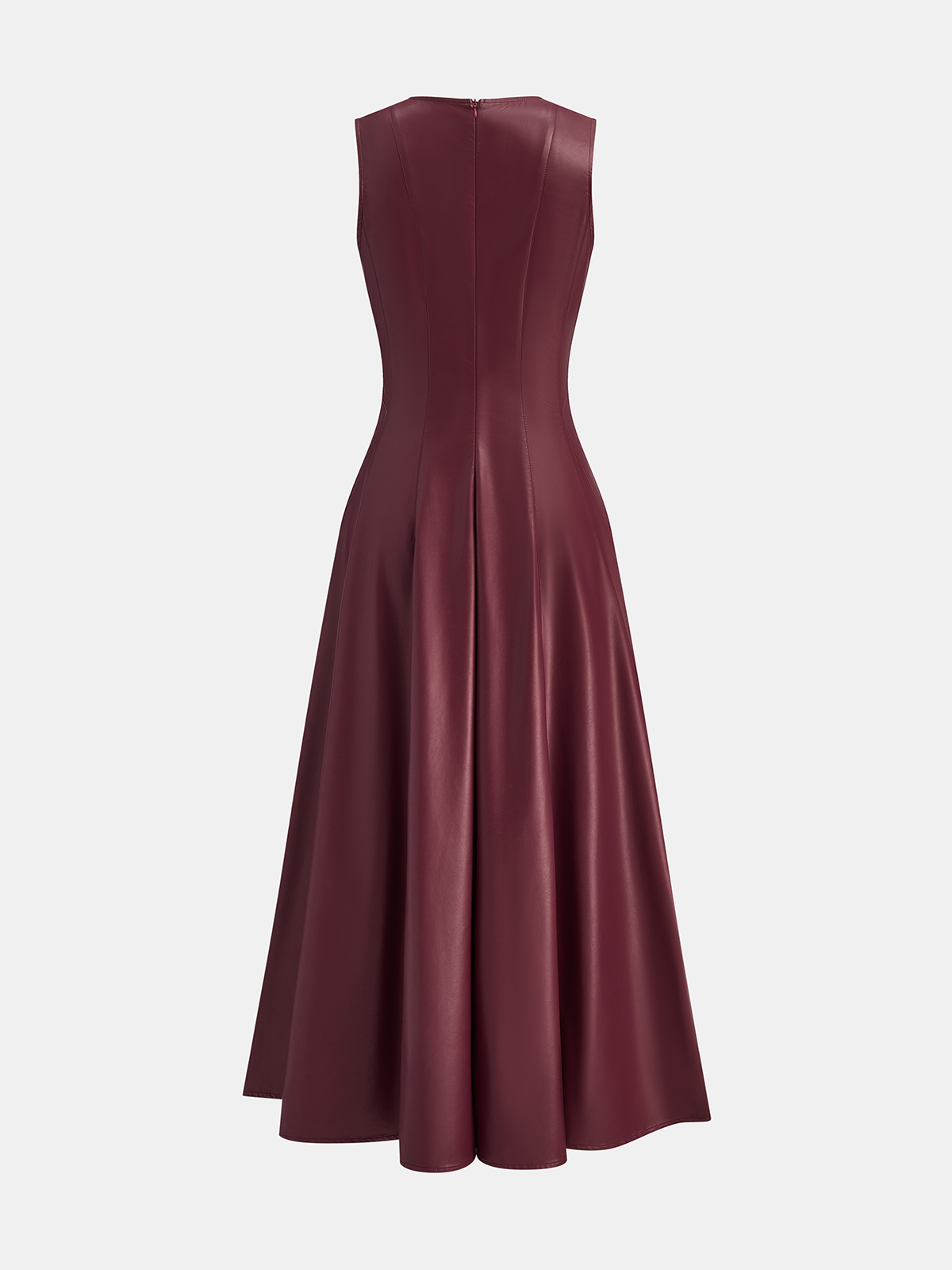 Faux Leather Pleated Dress-Chicvia